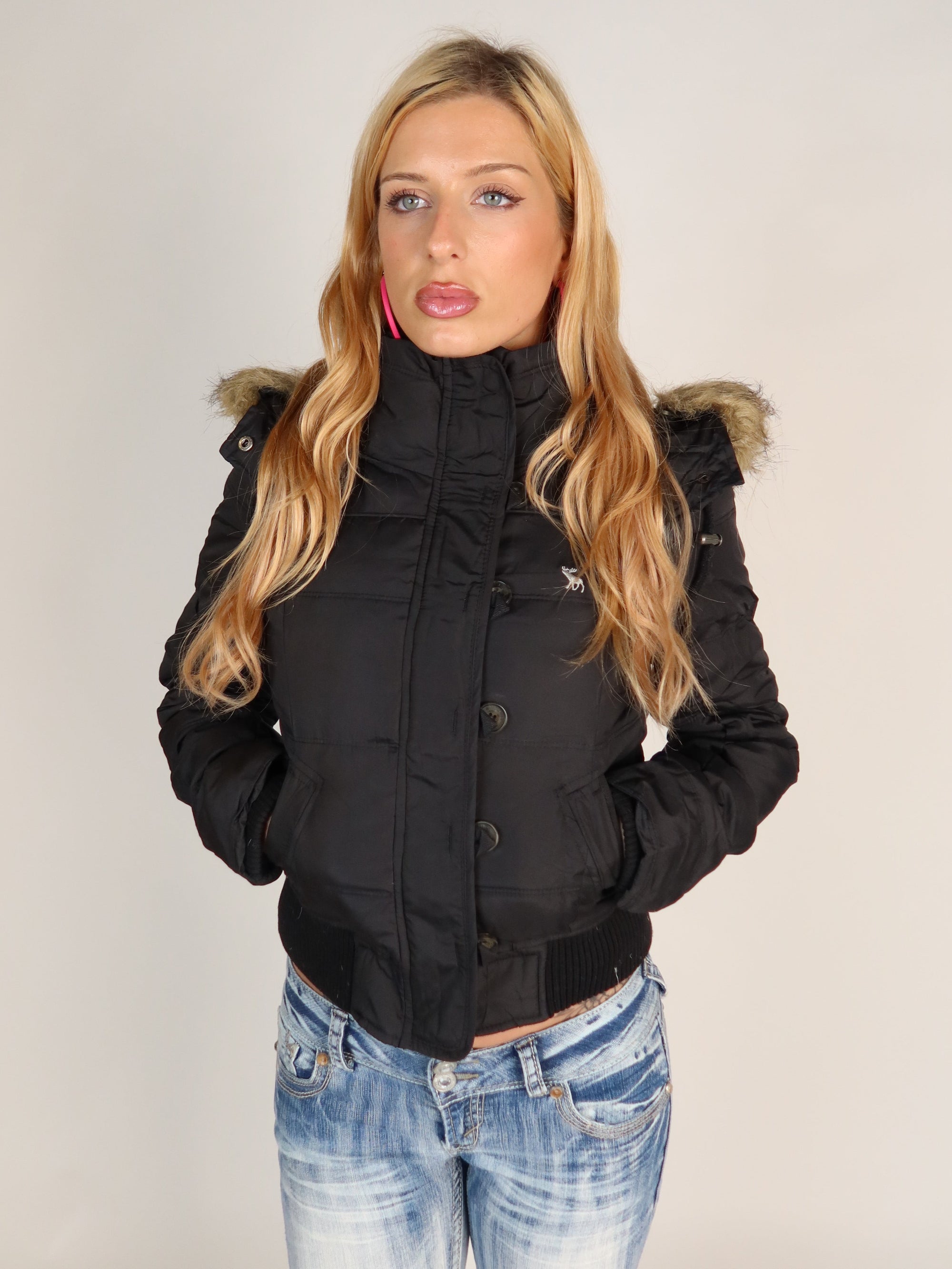 A&F Black Puffer XS/S