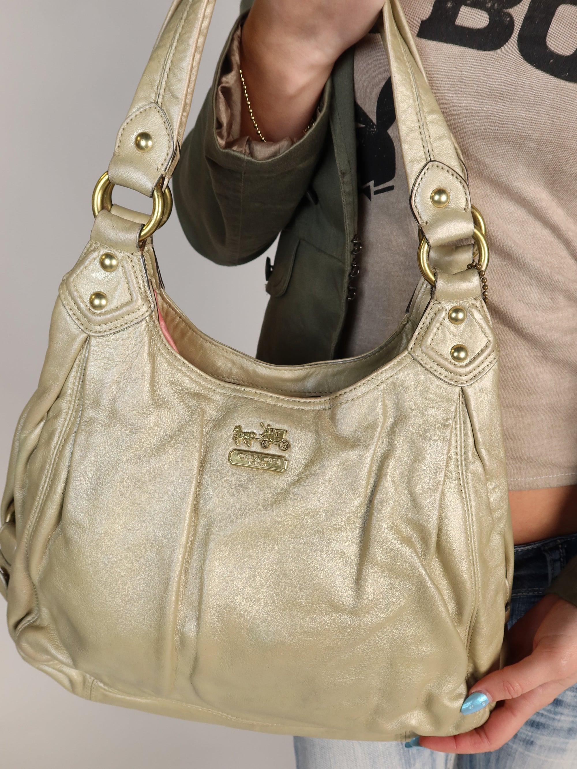Coach Gold Leather Hobo Bag