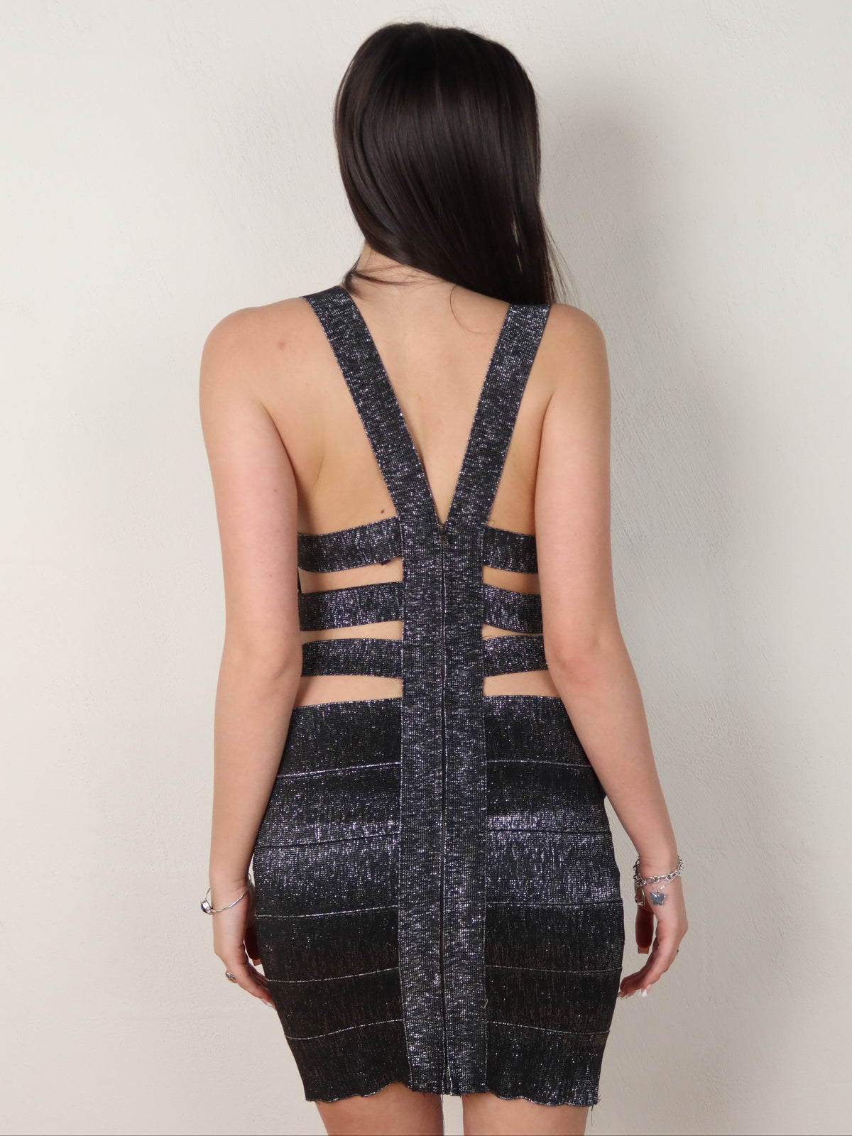 Metallic Bandage Cutout Dress S/M