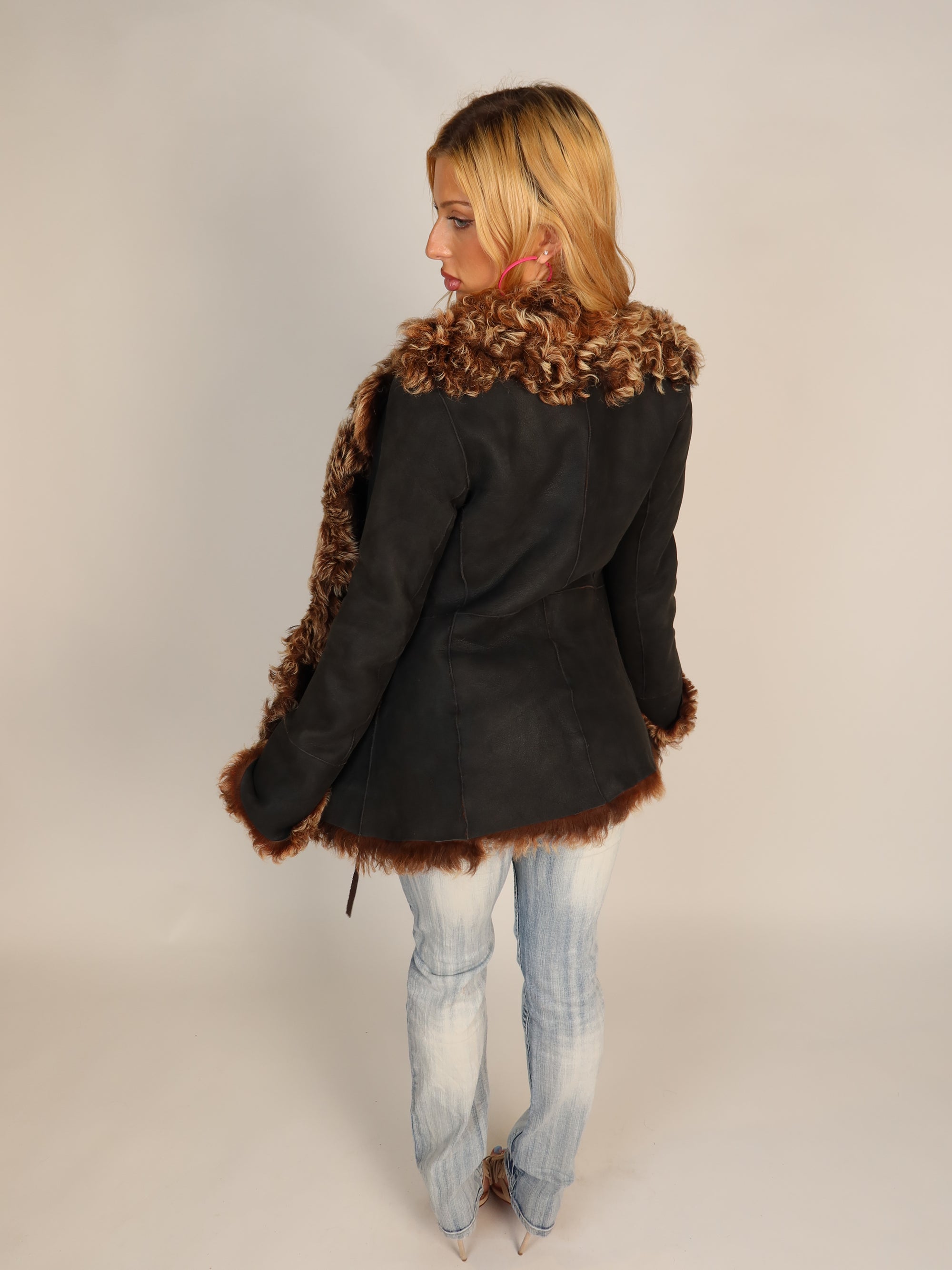 Y2K Brown Suede Coat S/M