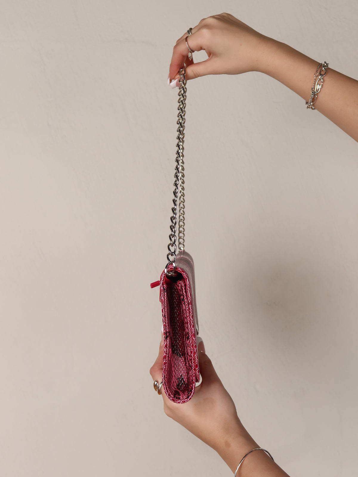 Snakeskin Chain Clutch Bag