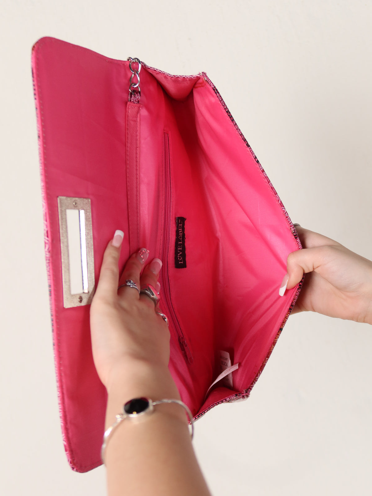 Snakeskin Chain Clutch Bag
