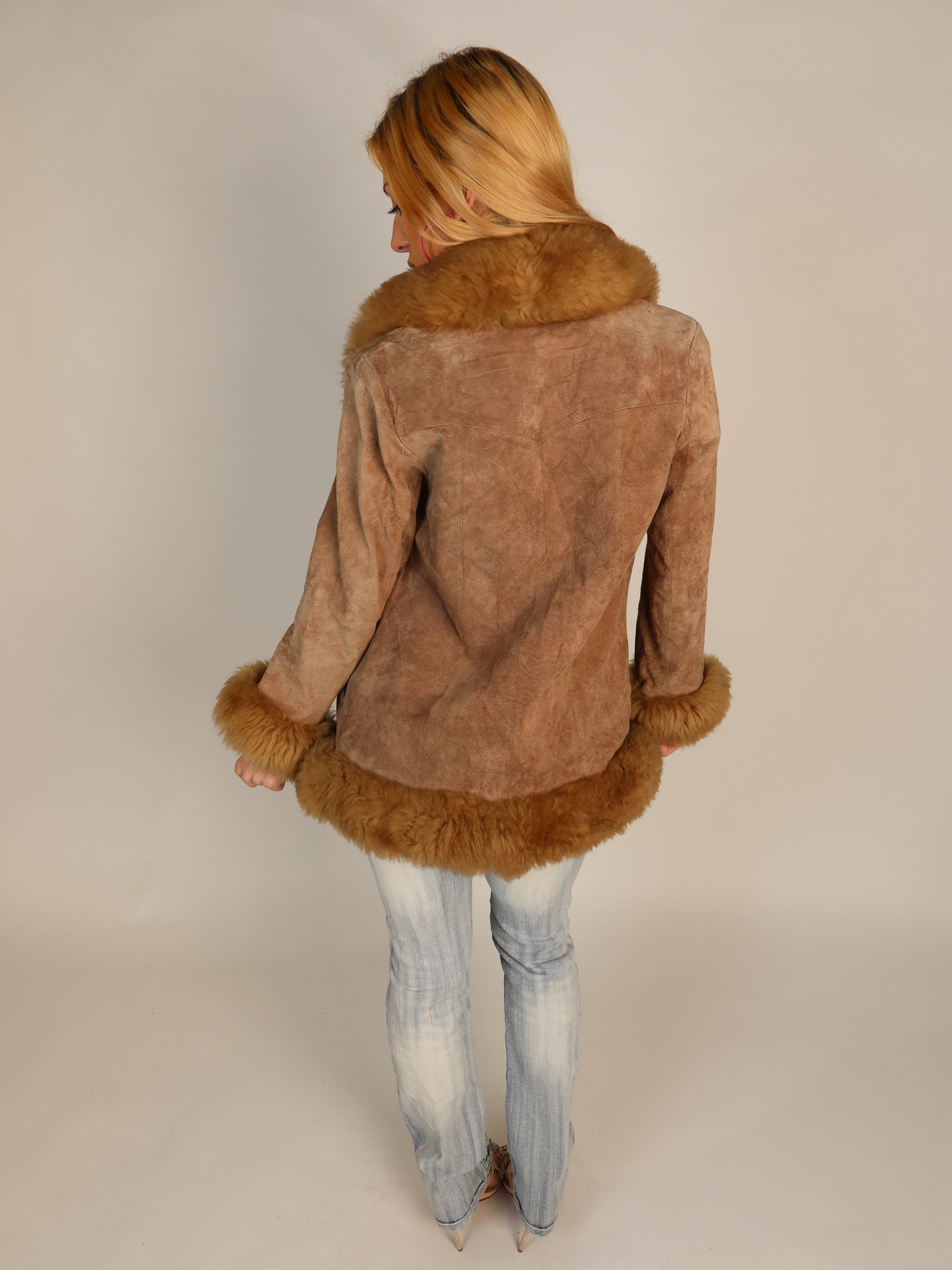 Suede Shearling Coat M