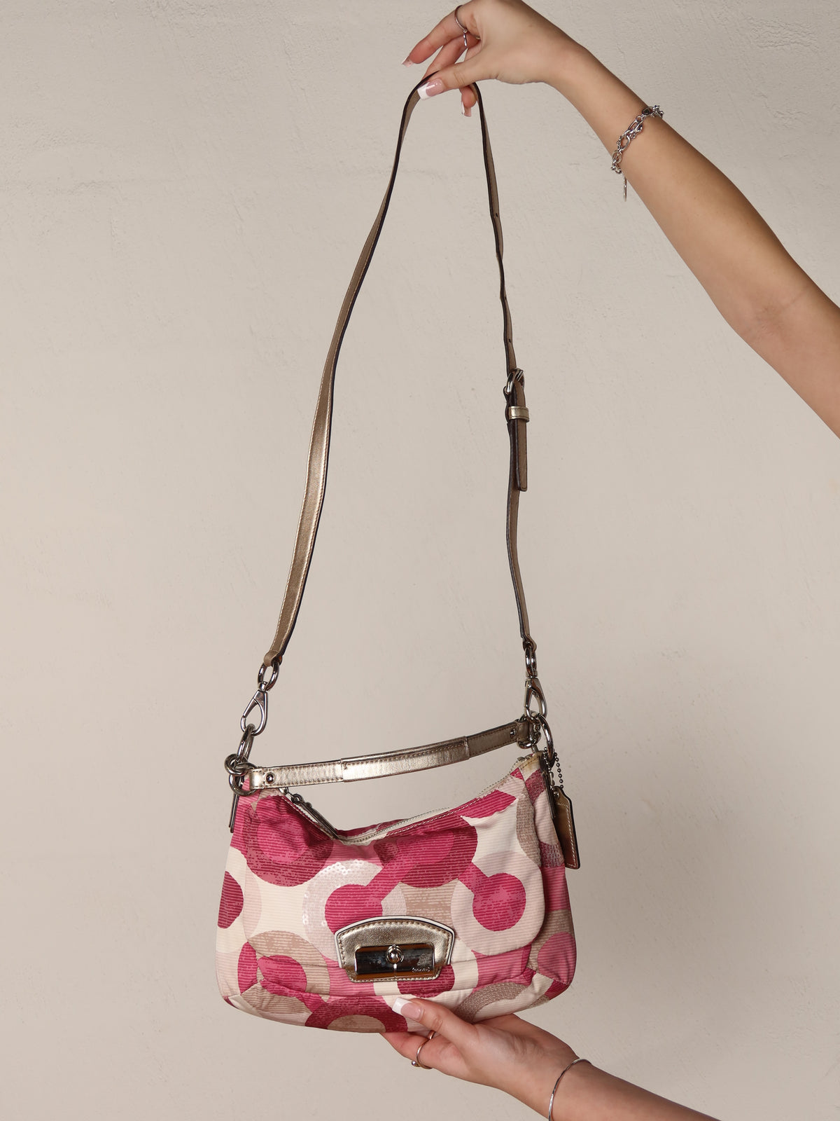 Coach Pink Sequin Shoulder Bag