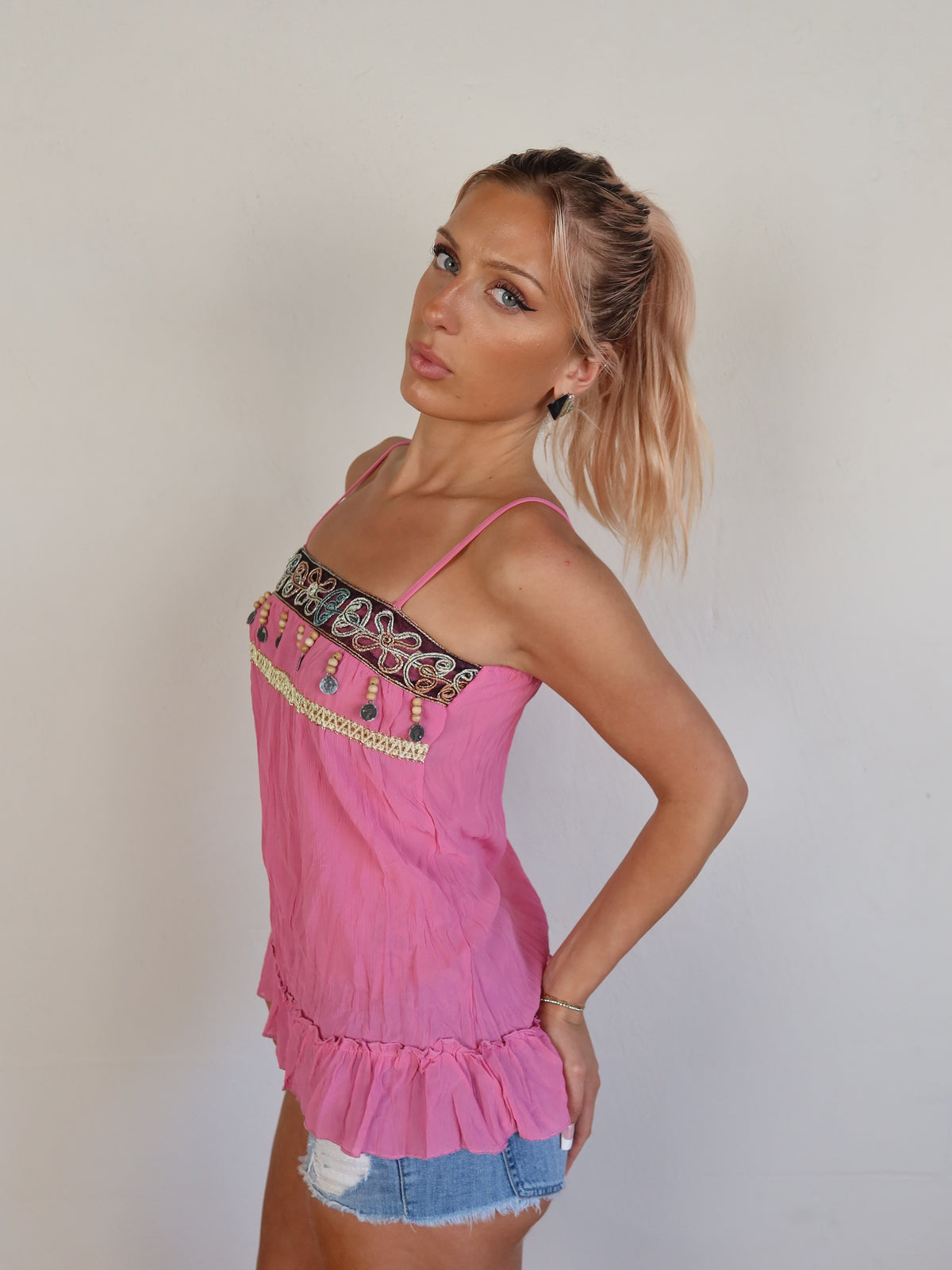 Pink Embellished Cami S/M