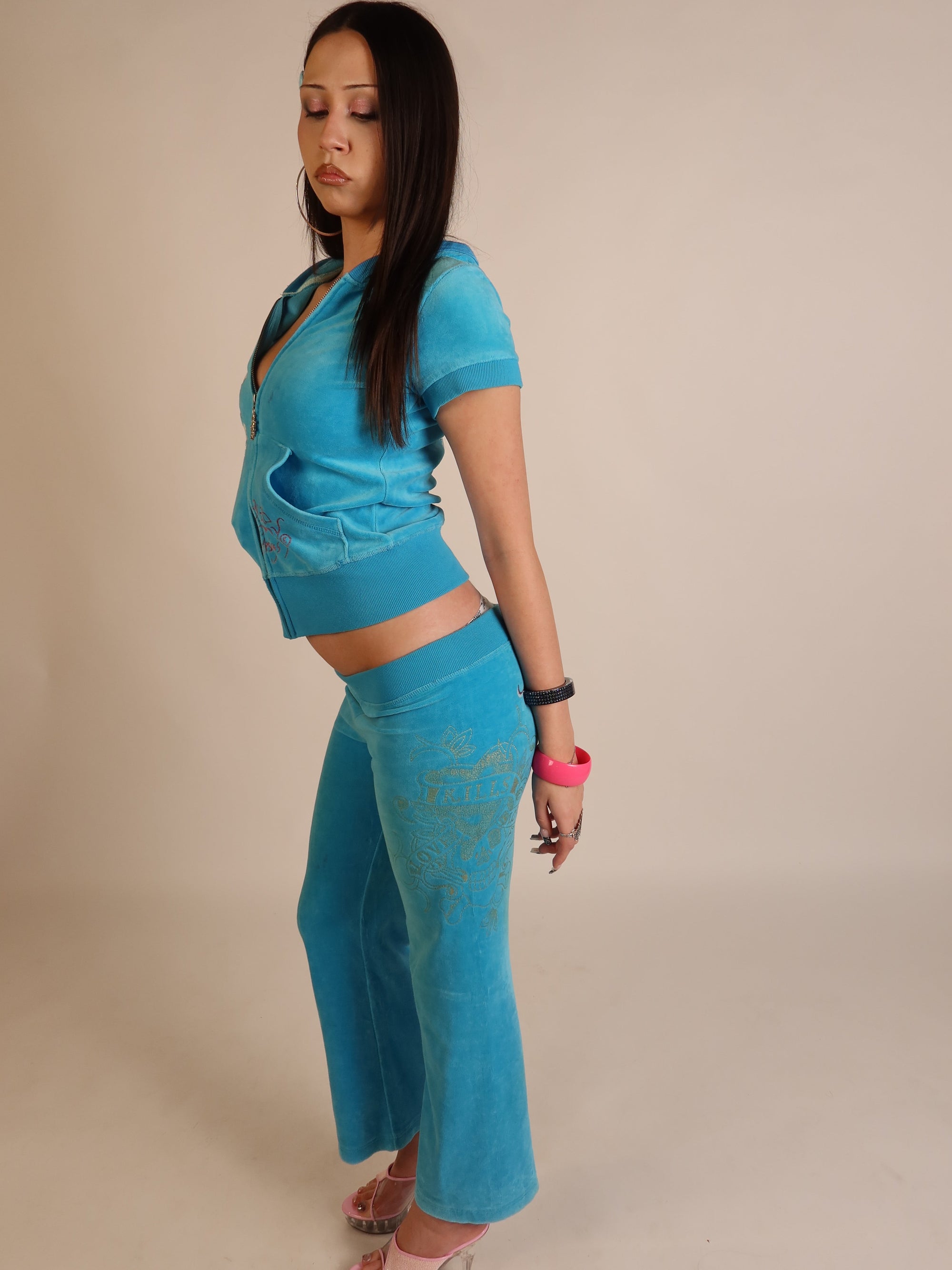 Ed Hardy Turquoise Velour Set XS/S