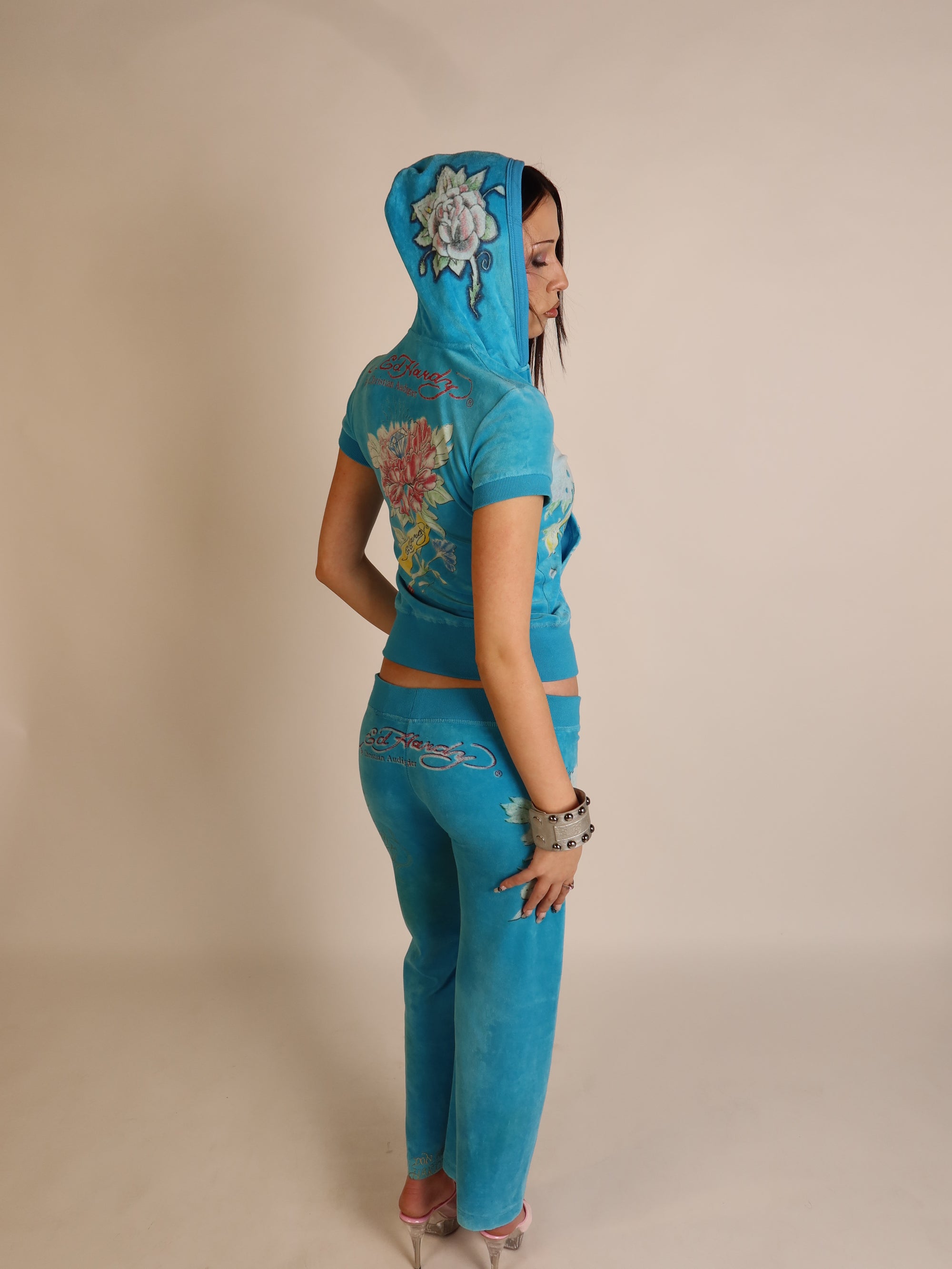 Ed Hardy Turquoise Velour Set XS/S