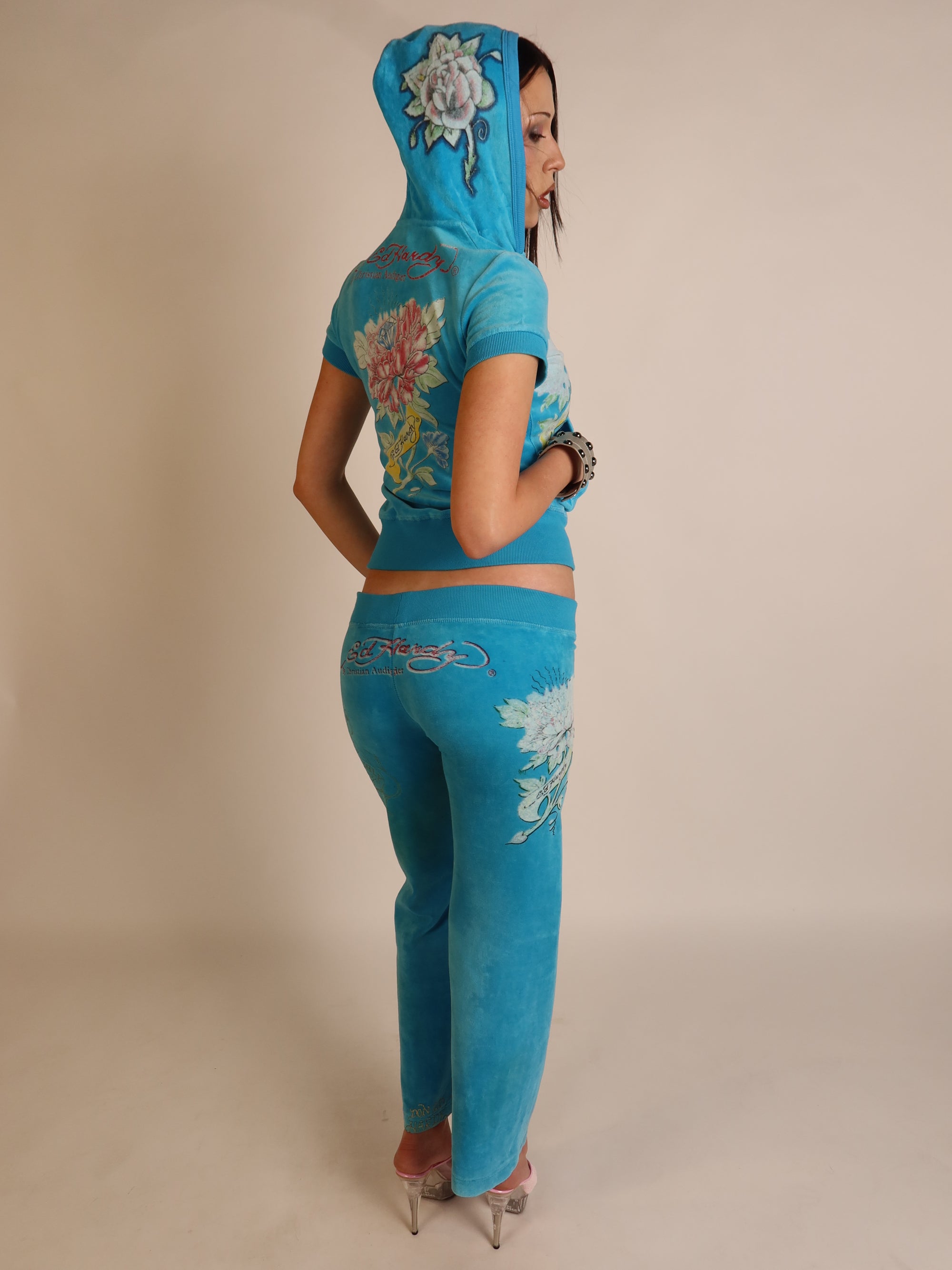 Ed Hardy Turquoise Velour Set XS/S
