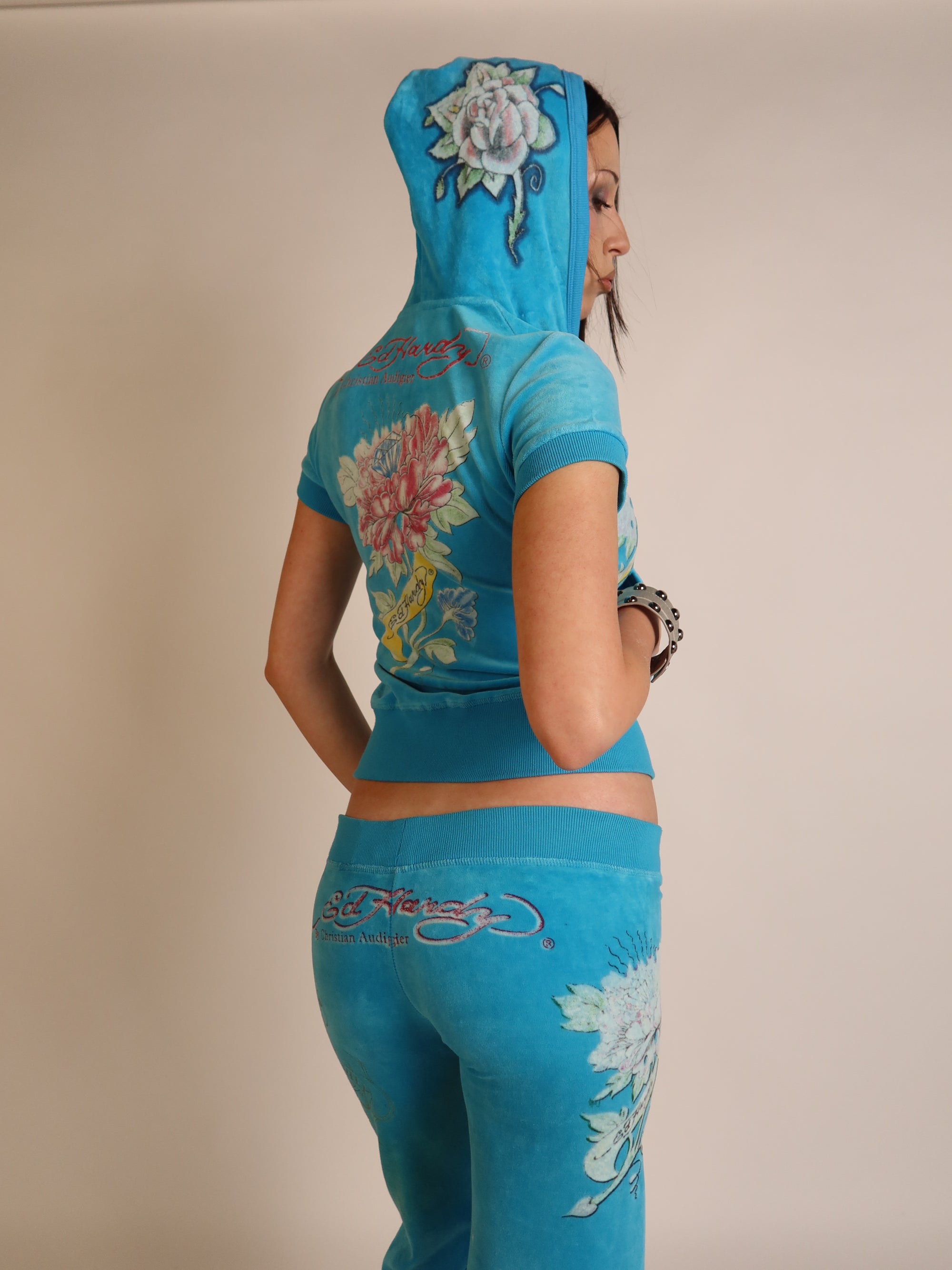 Ed Hardy Turquoise Velour Set XS/S