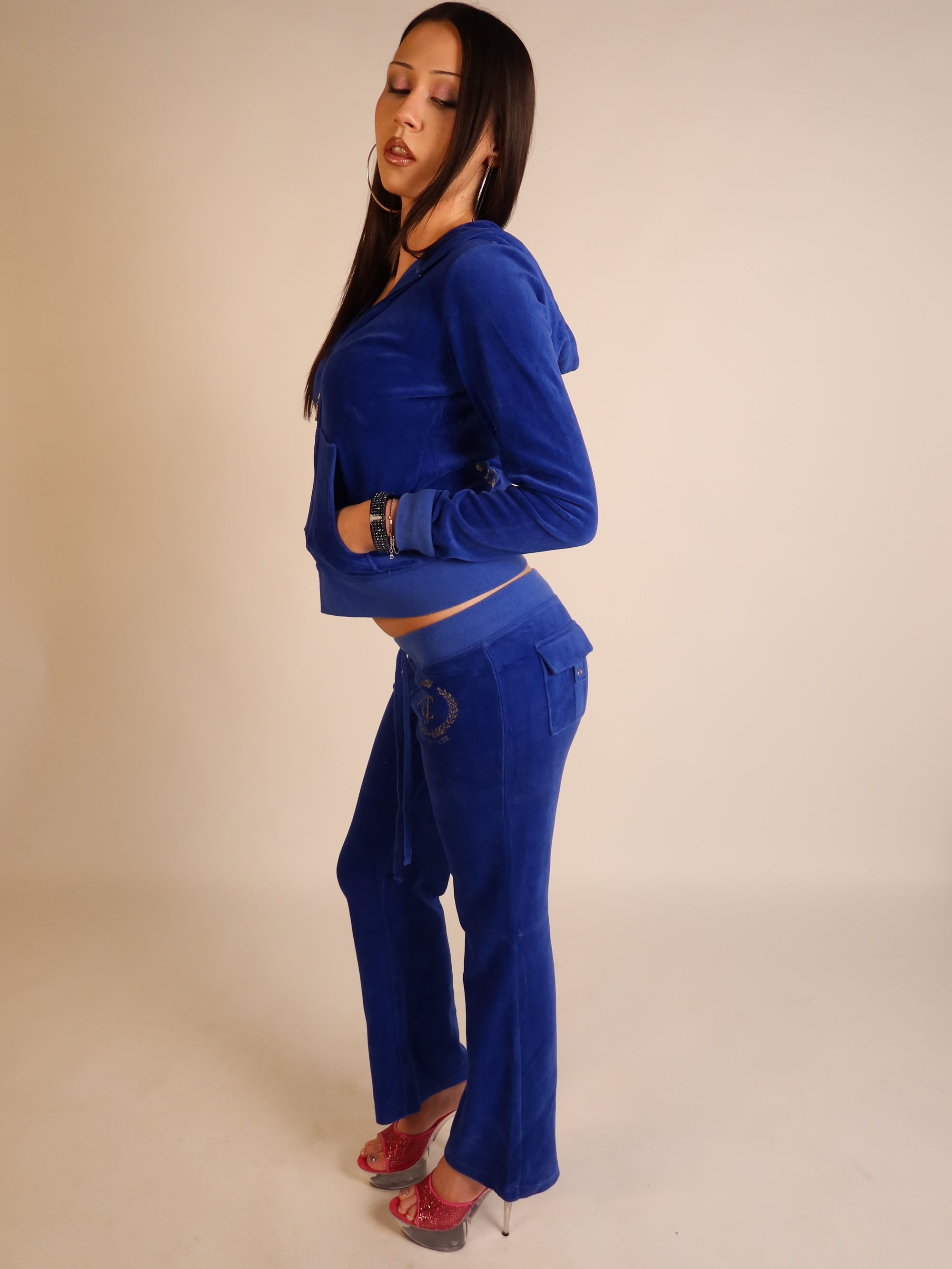 Juicy Couture Blue Velour Tracksuit Set