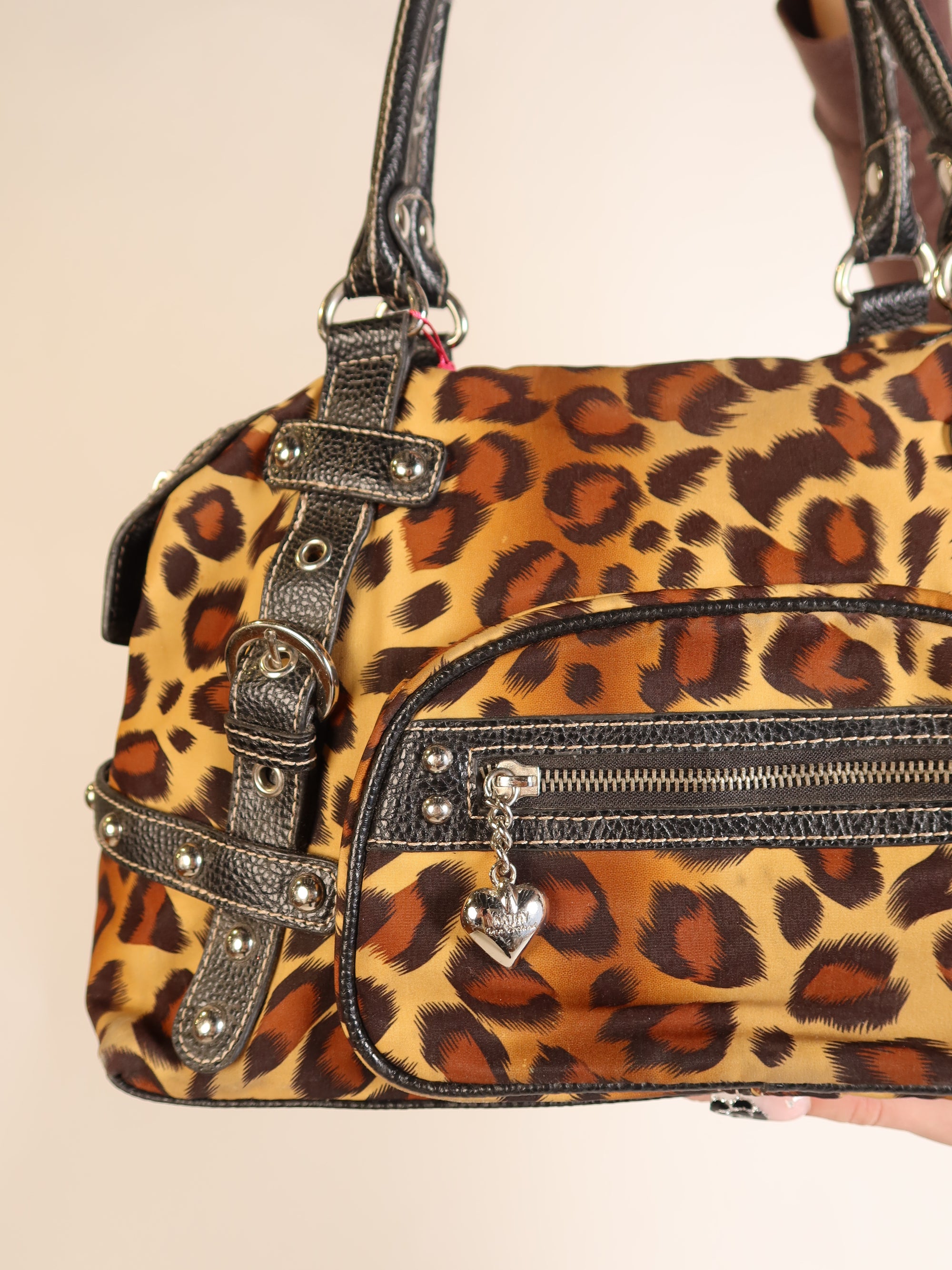 Kathy Van Zeeland Leopard Print Bowler Bag