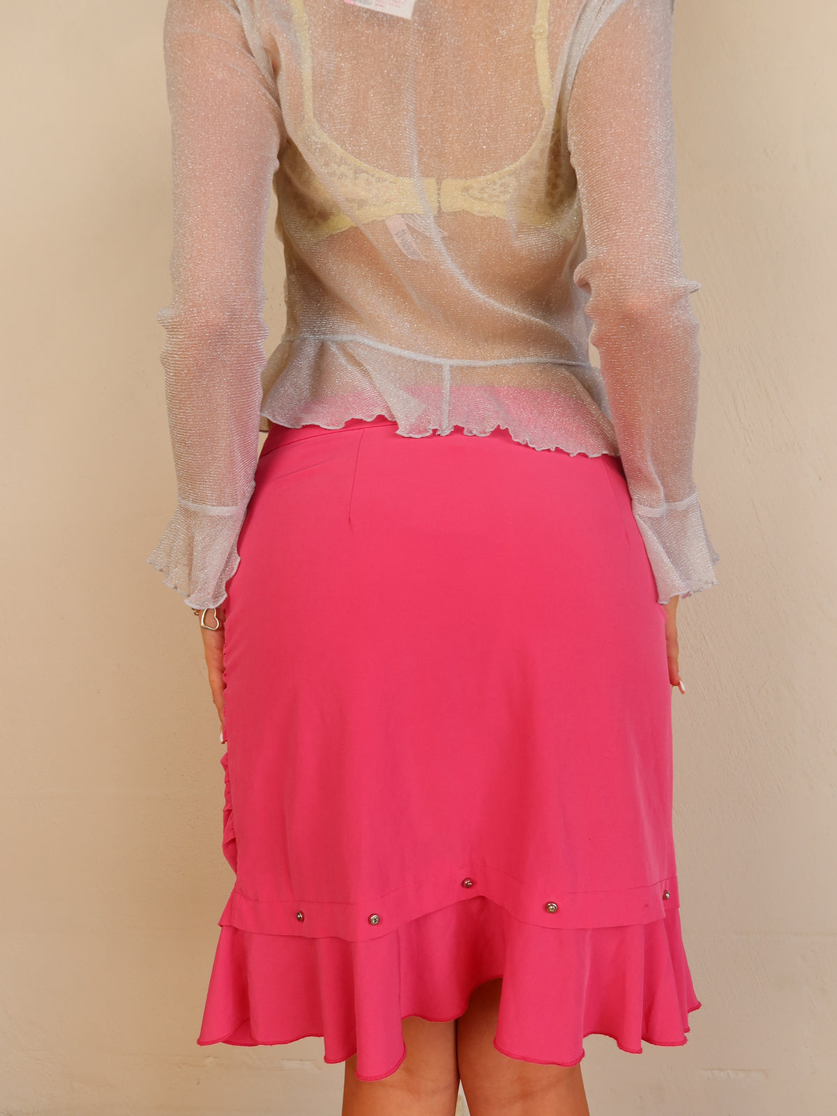 Pink Ruched Midi Skirt XS/S