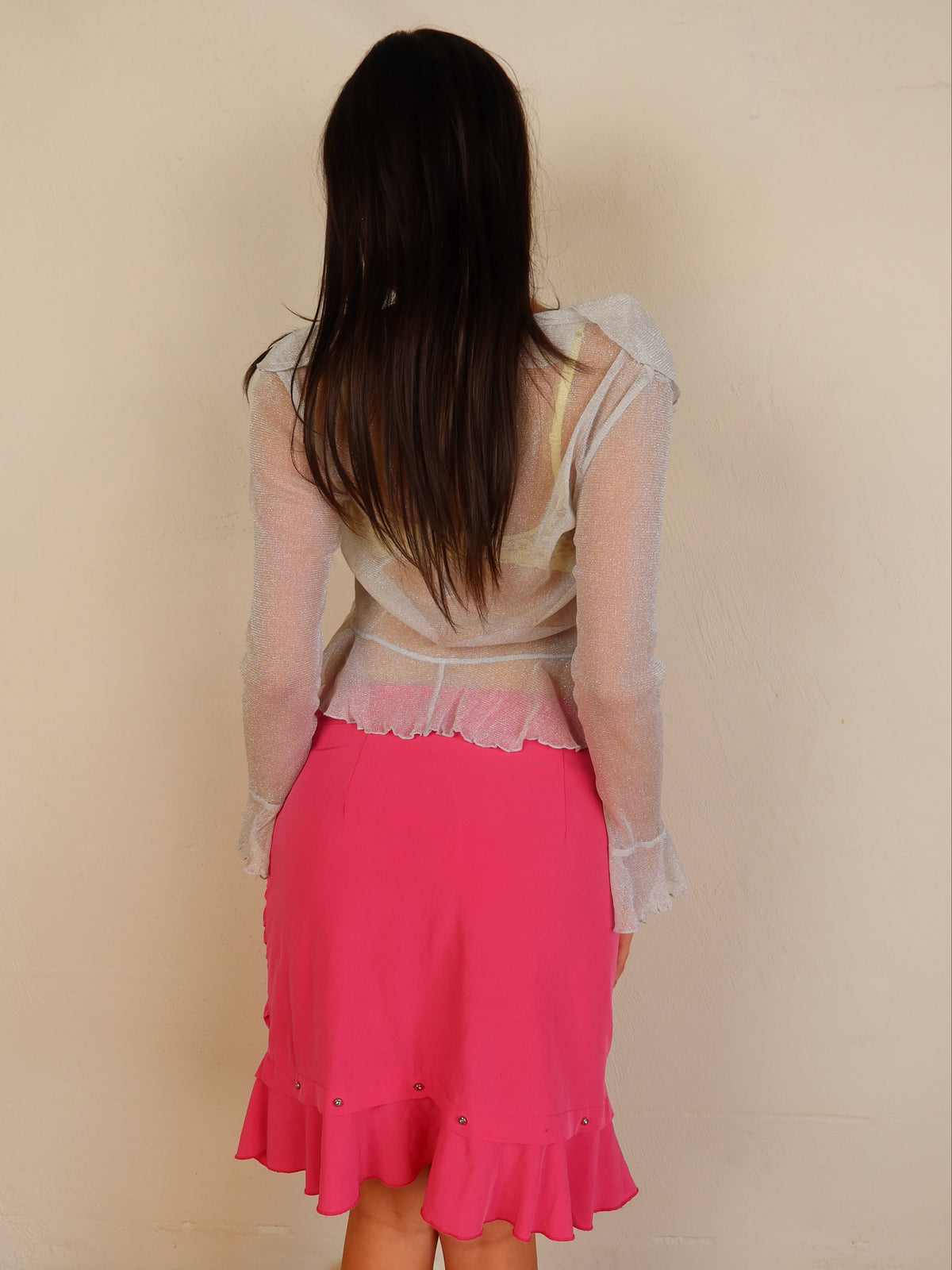 Pink Ruched Midi Skirt XS/S