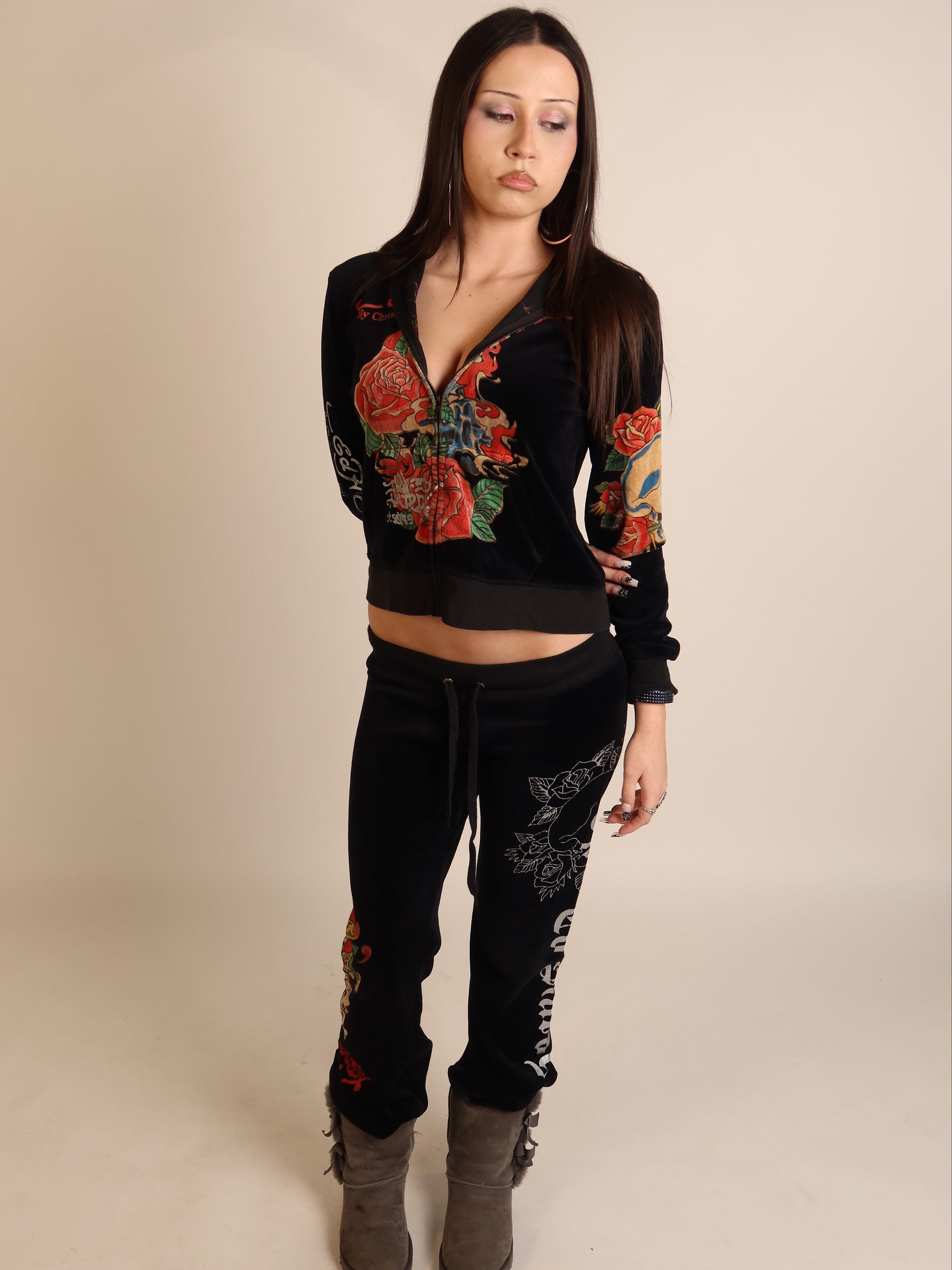 Ed Hardy Black Velour Set S/M