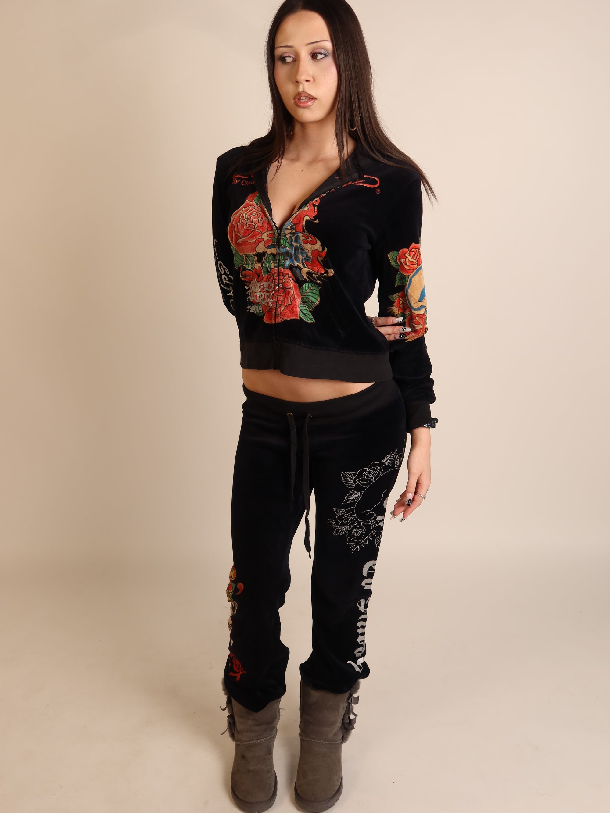 Ed Hardy Black Velour Set S/M