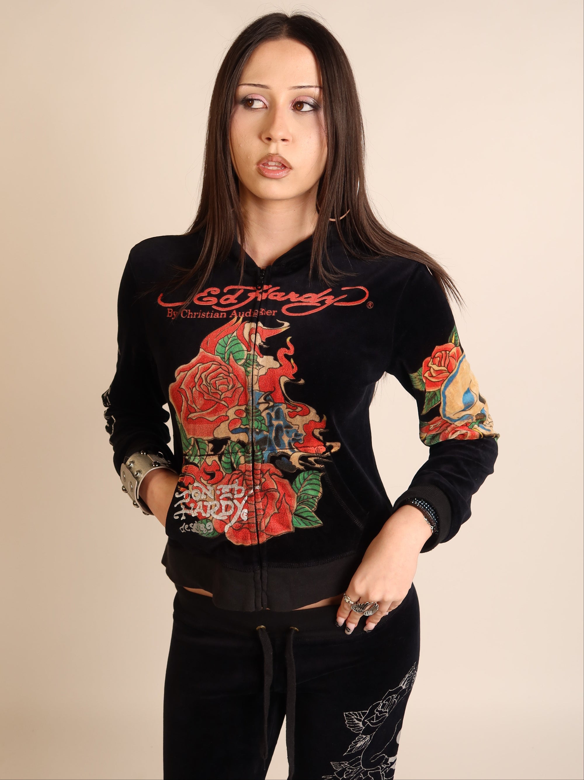 Ed Hardy Black Velour Set S/M