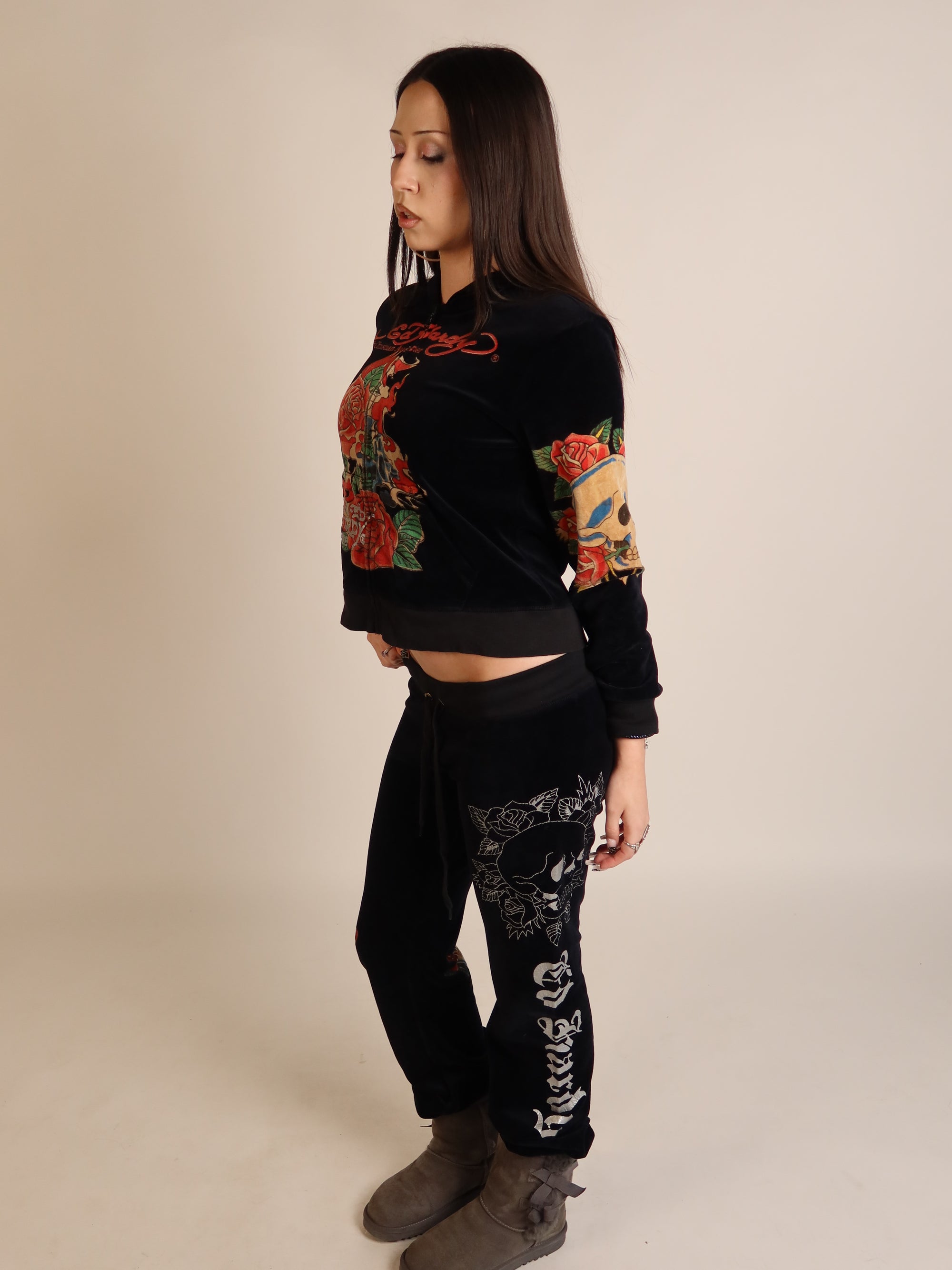 Ed Hardy Black Velour Set S/M