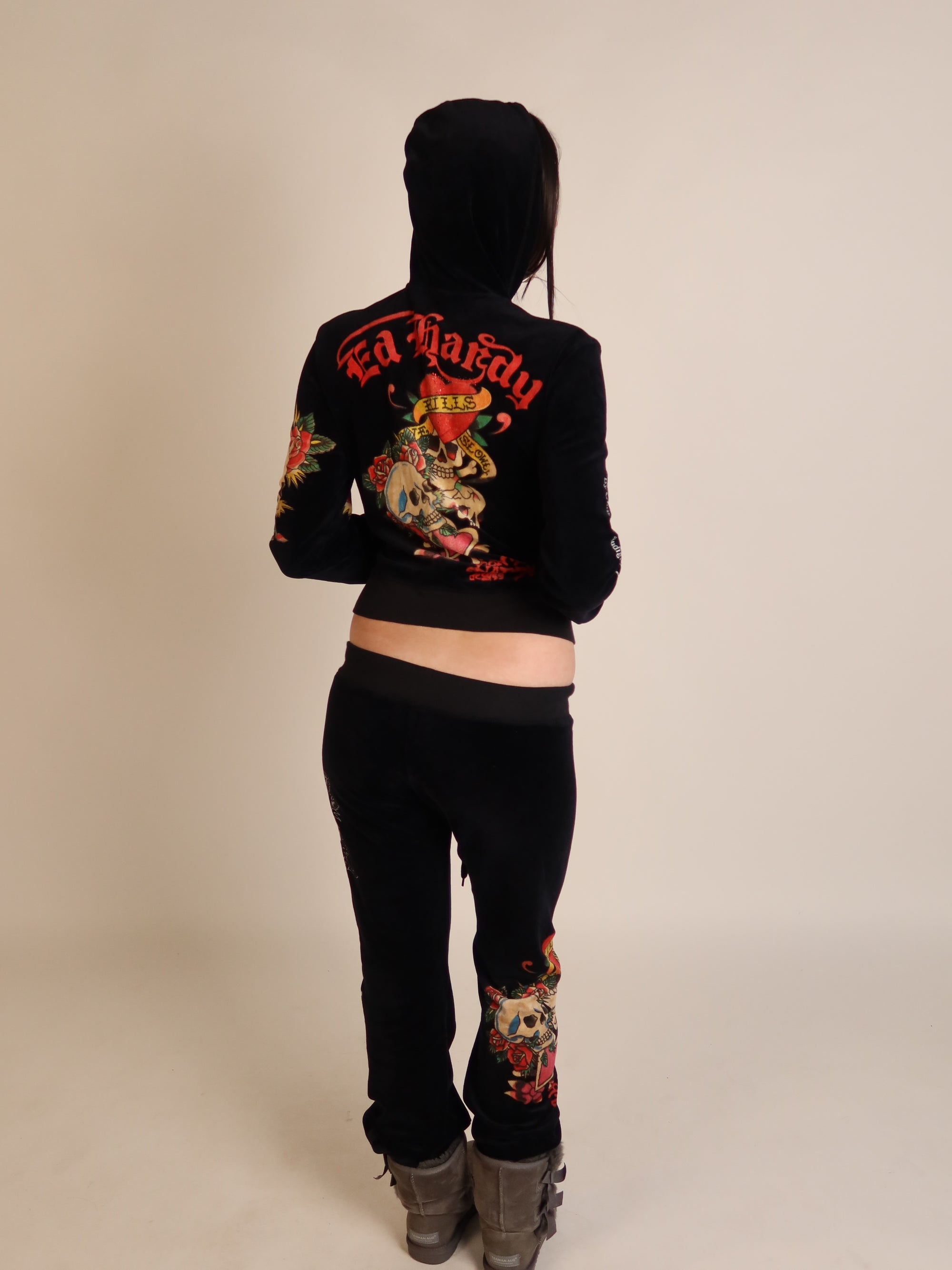 Ed Hardy Black Velour Set S/M