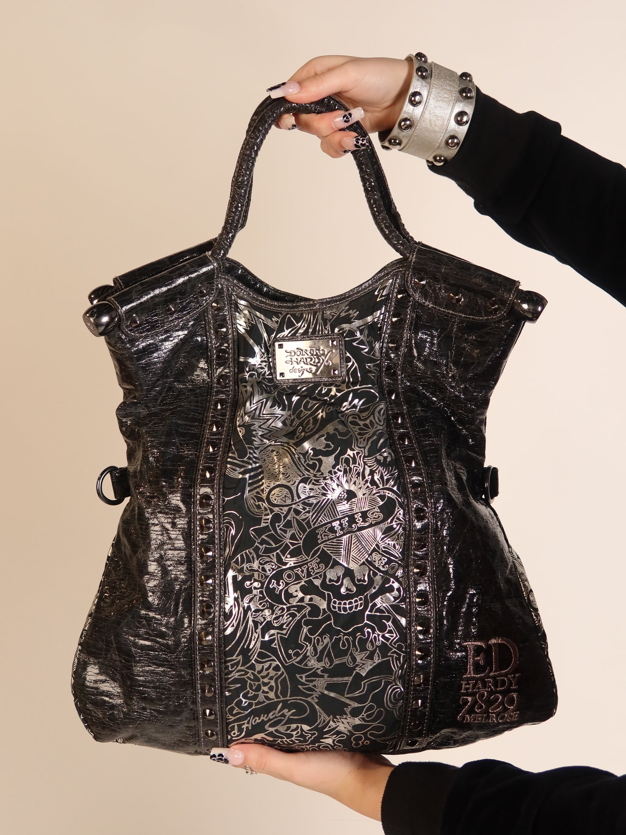 Ed Hardy Studded Tattoo Tote Bag