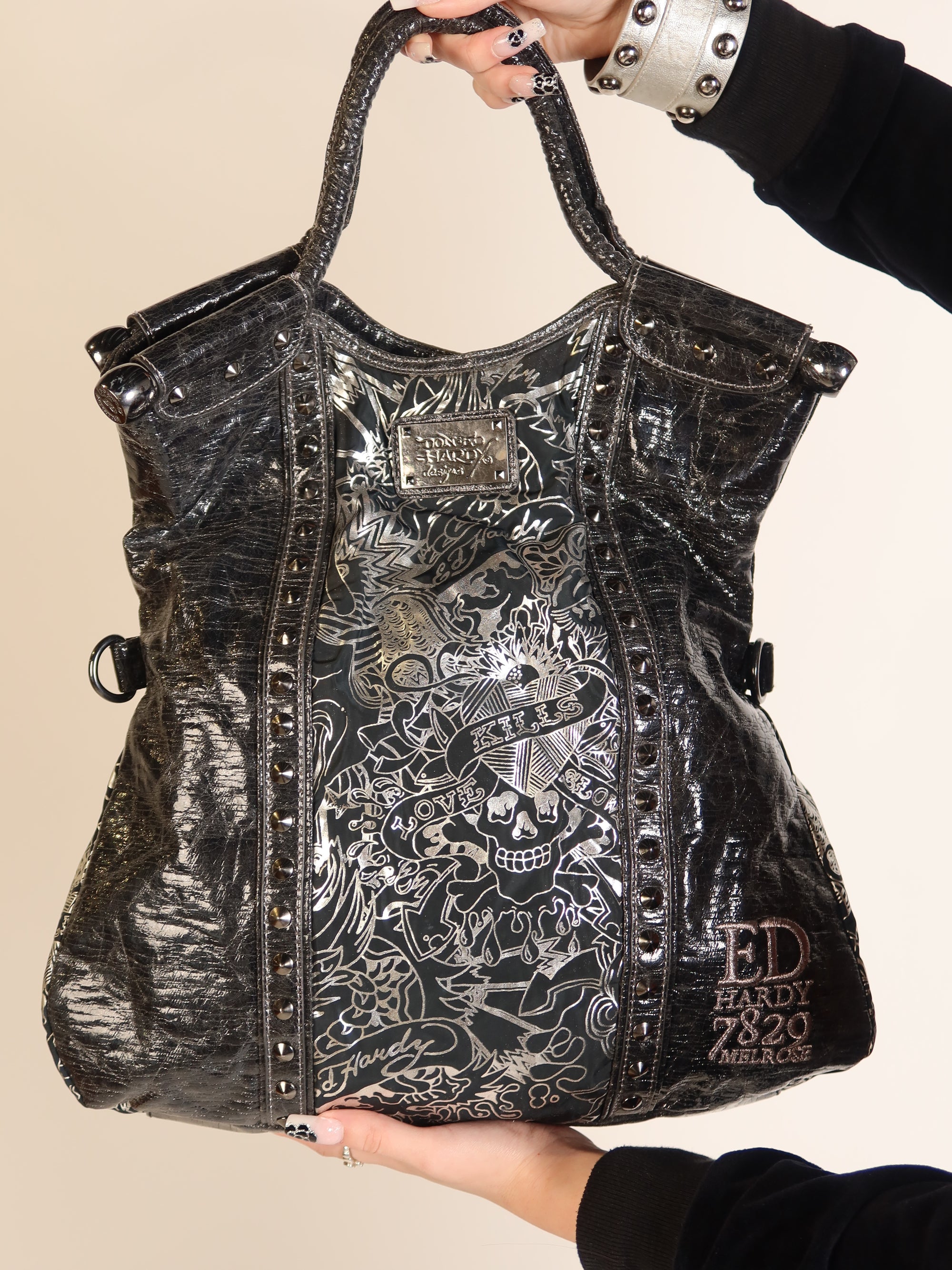 Ed Hardy Studded Tattoo Tote Bag