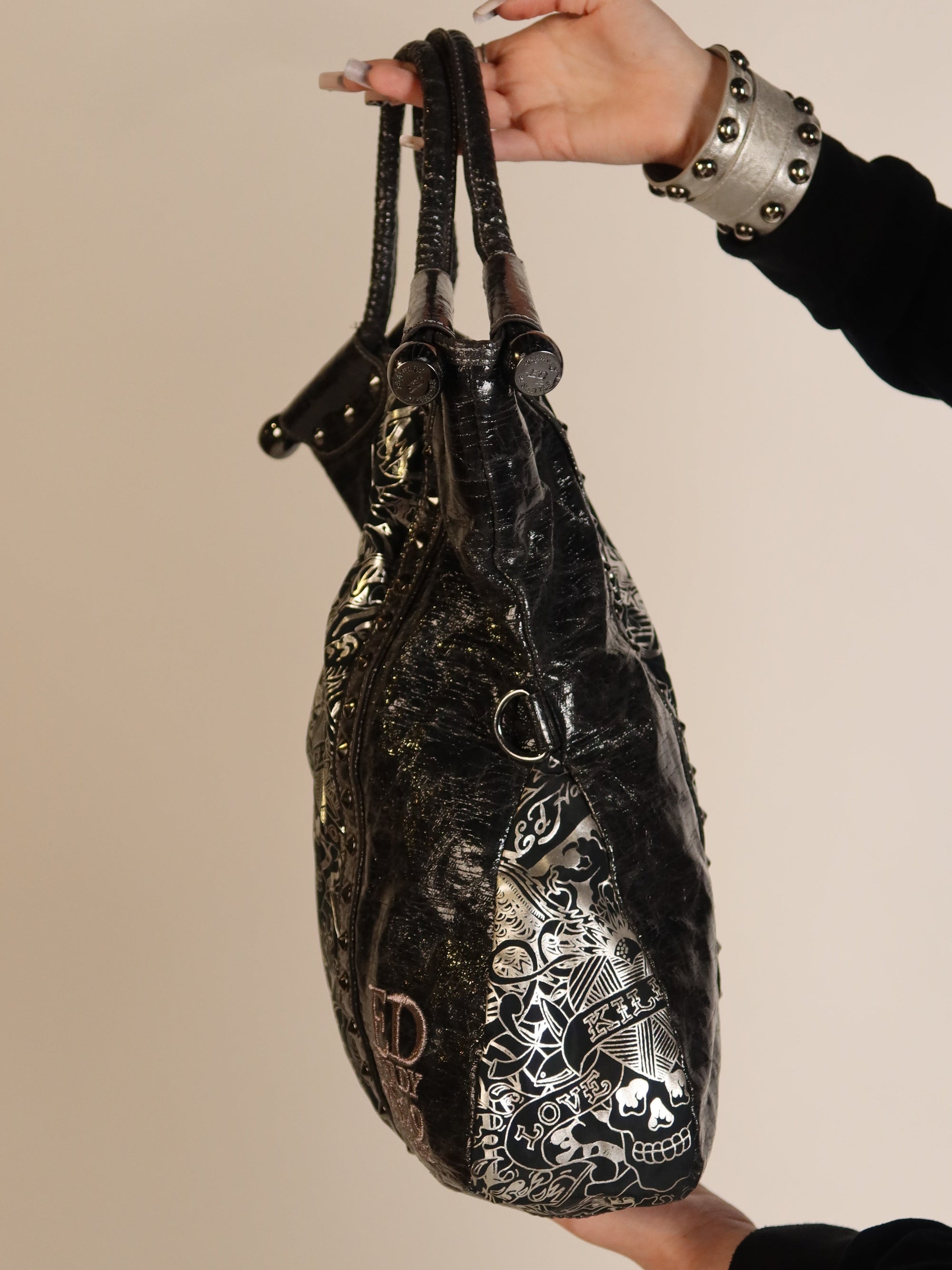 Ed Hardy Studded Tattoo Tote Bag