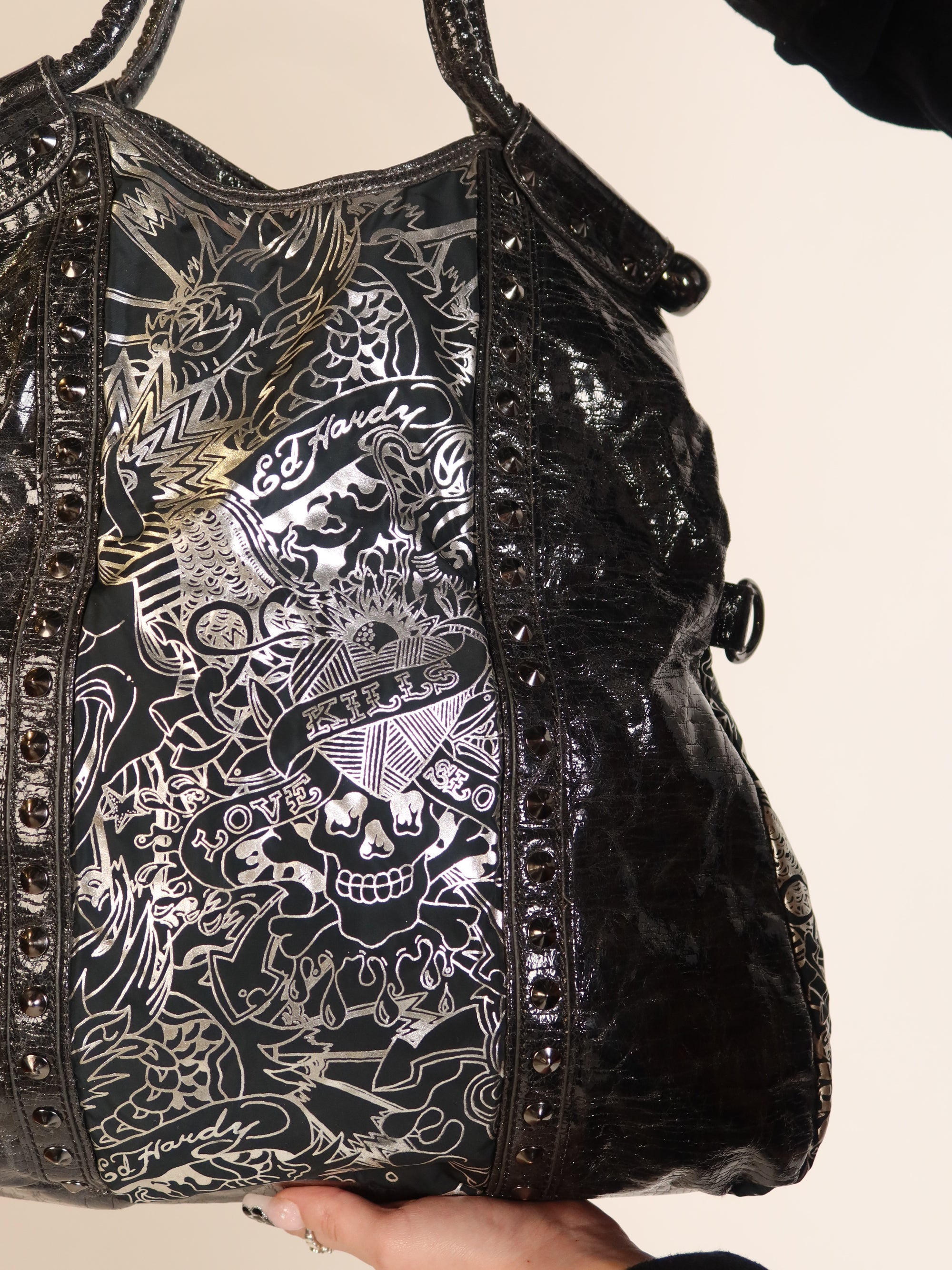 Ed Hardy Studded Tattoo Tote Bag