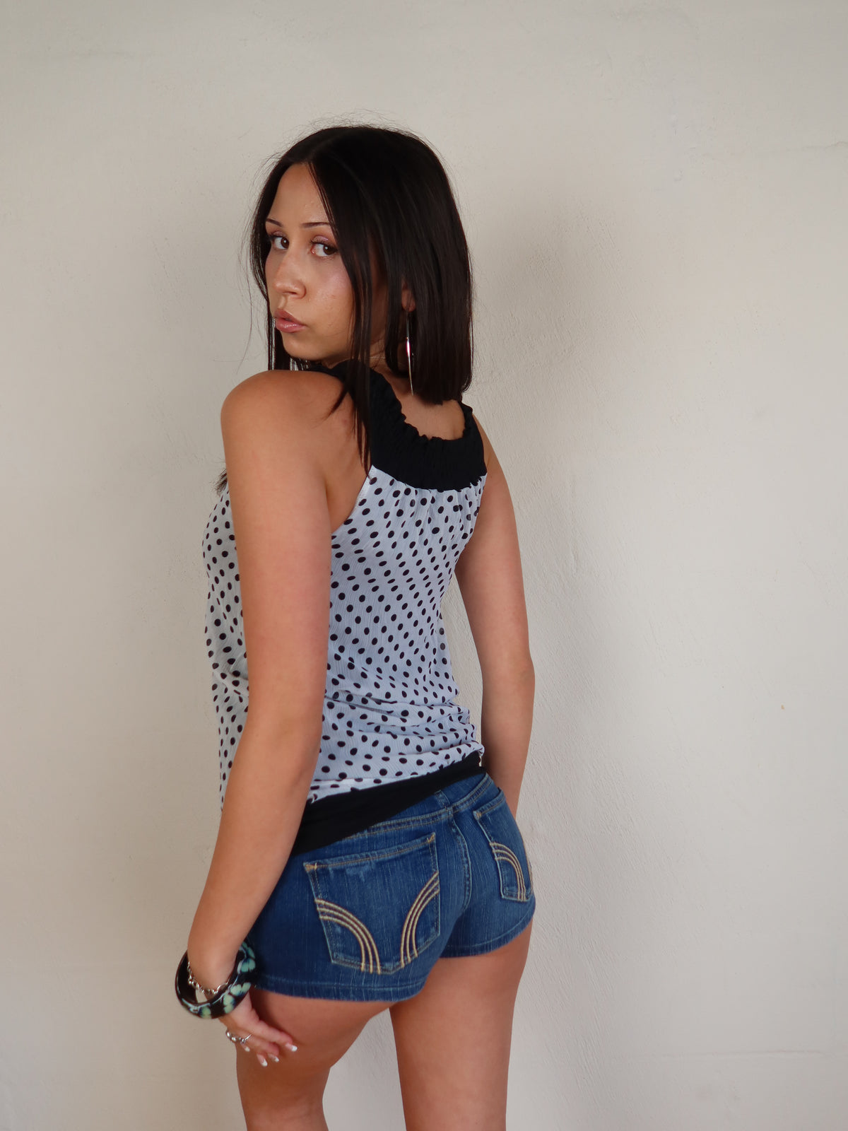 Polka Dot Chiffon Bubble Tank S