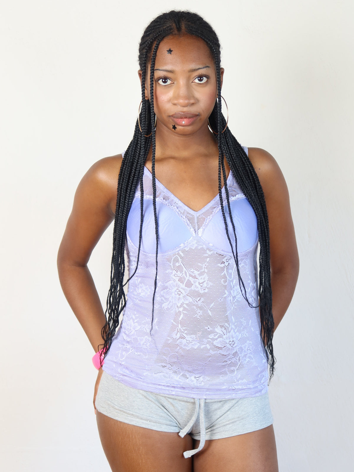Lilac Floral Lace Cami Bustier S/M