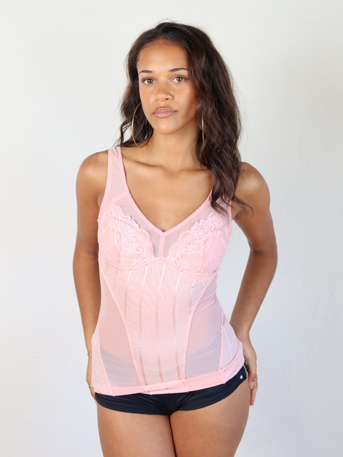 Pink Lace Mesh Cami Bustier XS/S