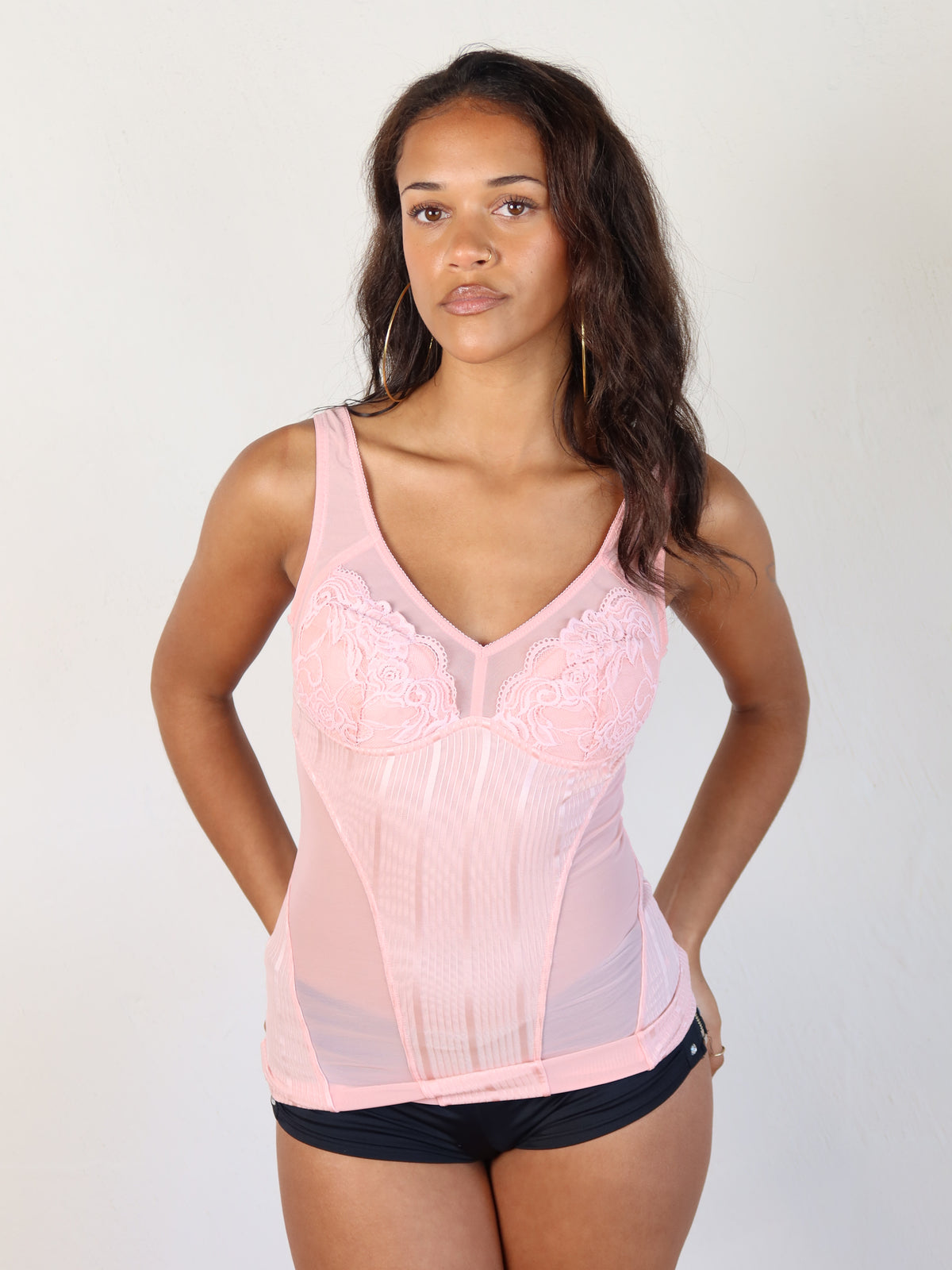 Pink Lace Mesh Cami Bustier XS/S