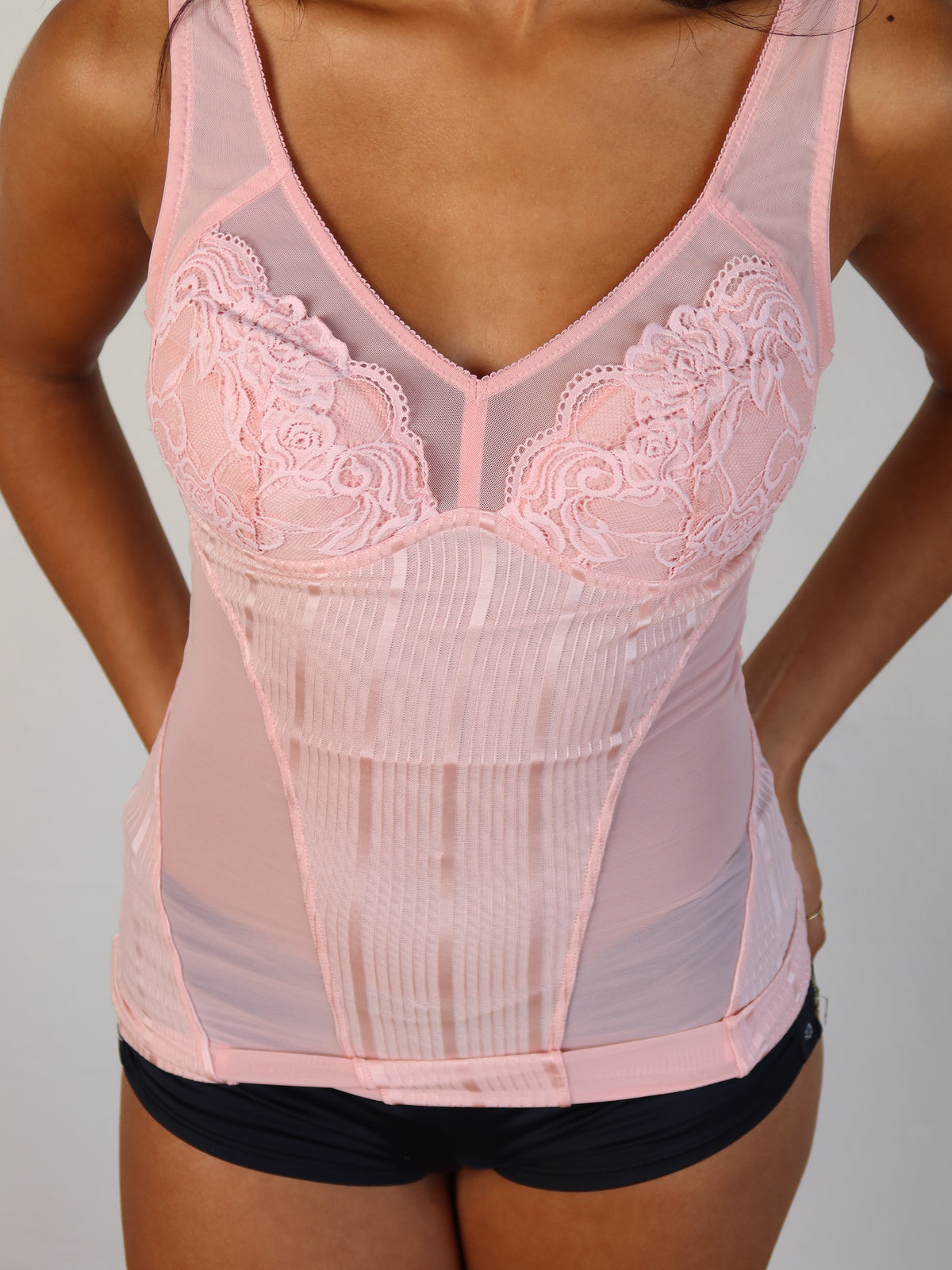 Pink Lace Mesh Cami Bustier XS/S