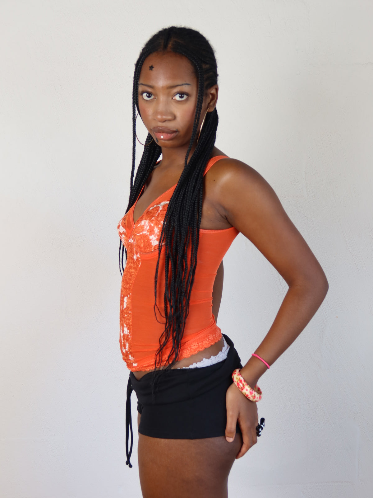Orange Floral Lace Cami Bustier S/M