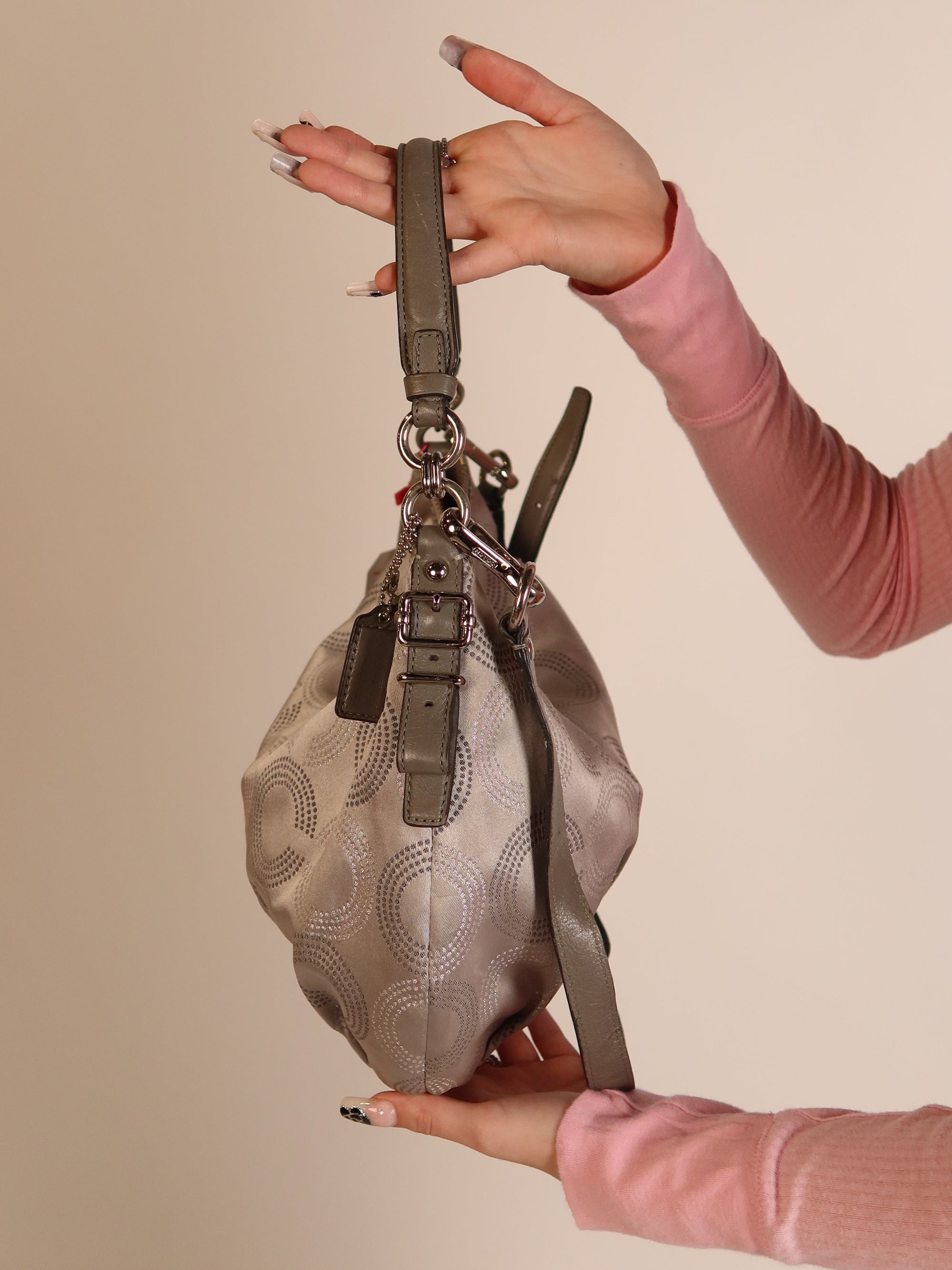 Coach Op Art Satin Hobo Bag