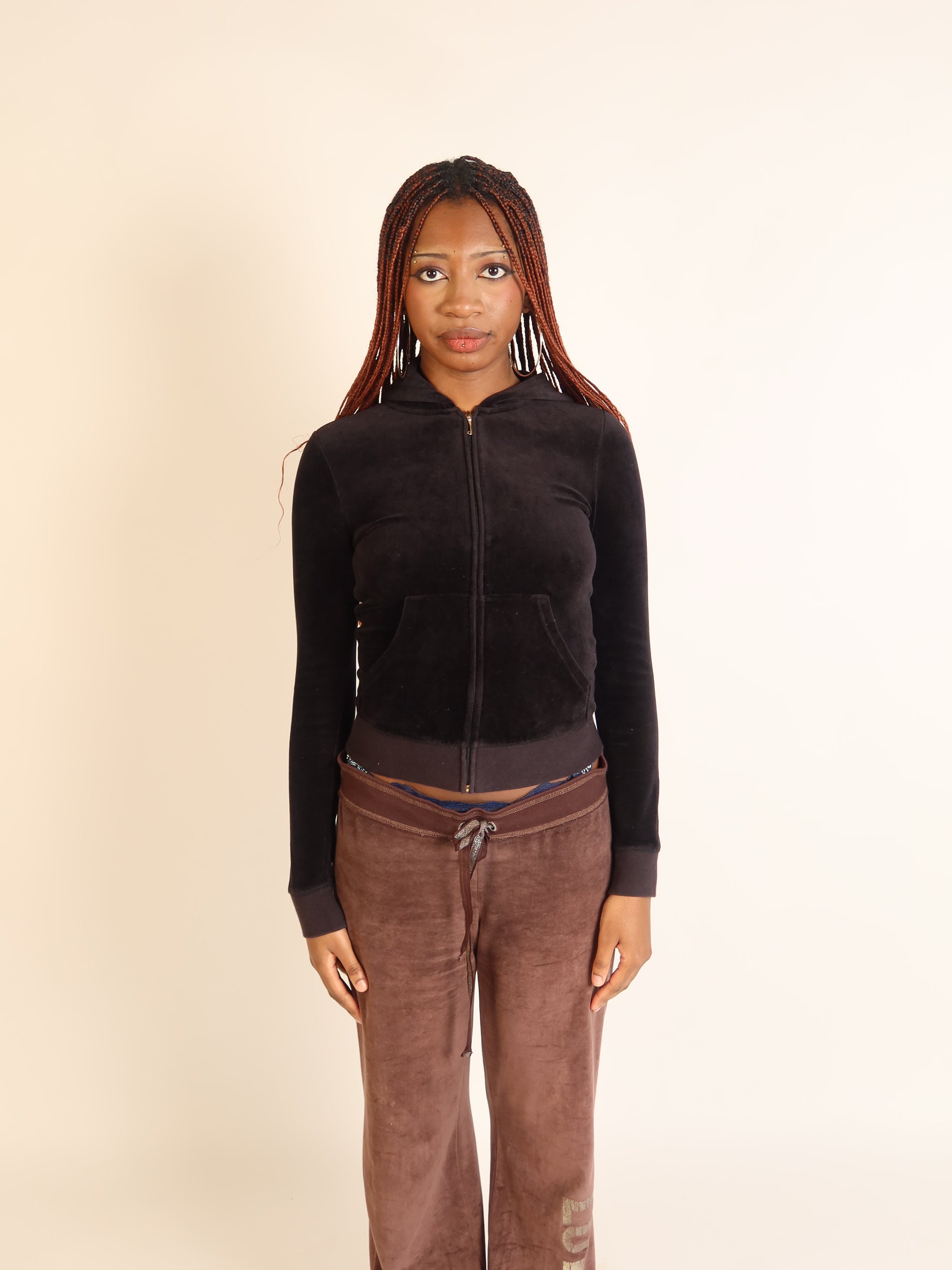 Juicy Couture Black Velour Zip Hoodie