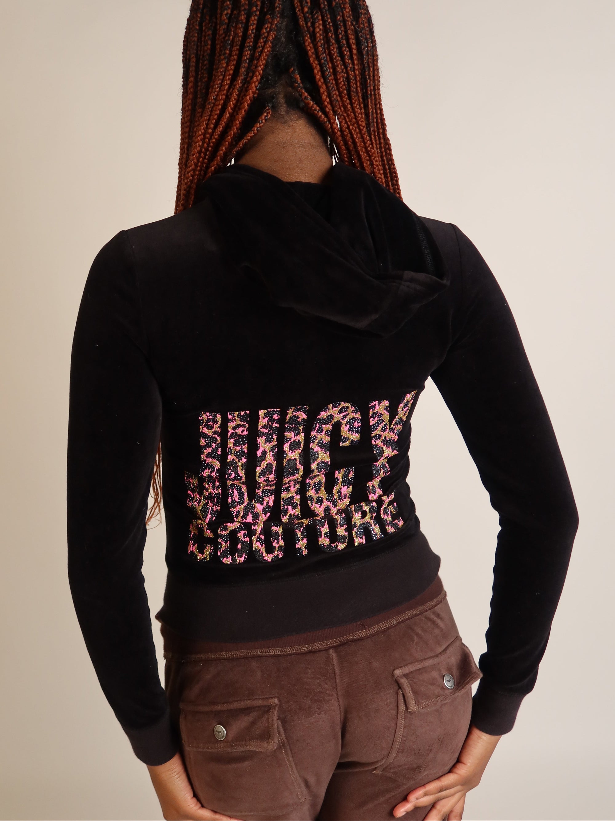 Juicy Couture Black Velour Zip Hoodie