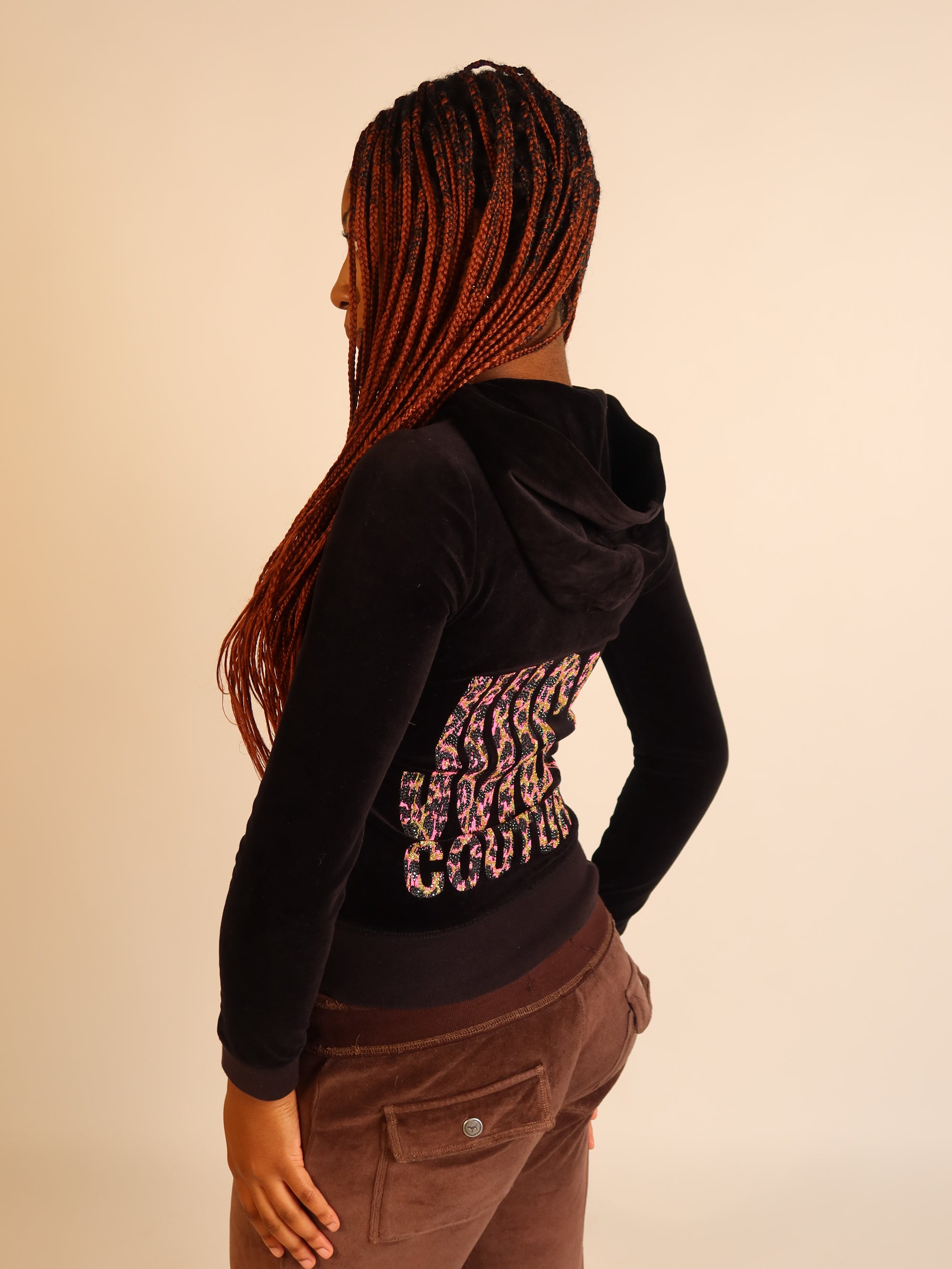 Juicy Couture Black Velour Zip Hoodie