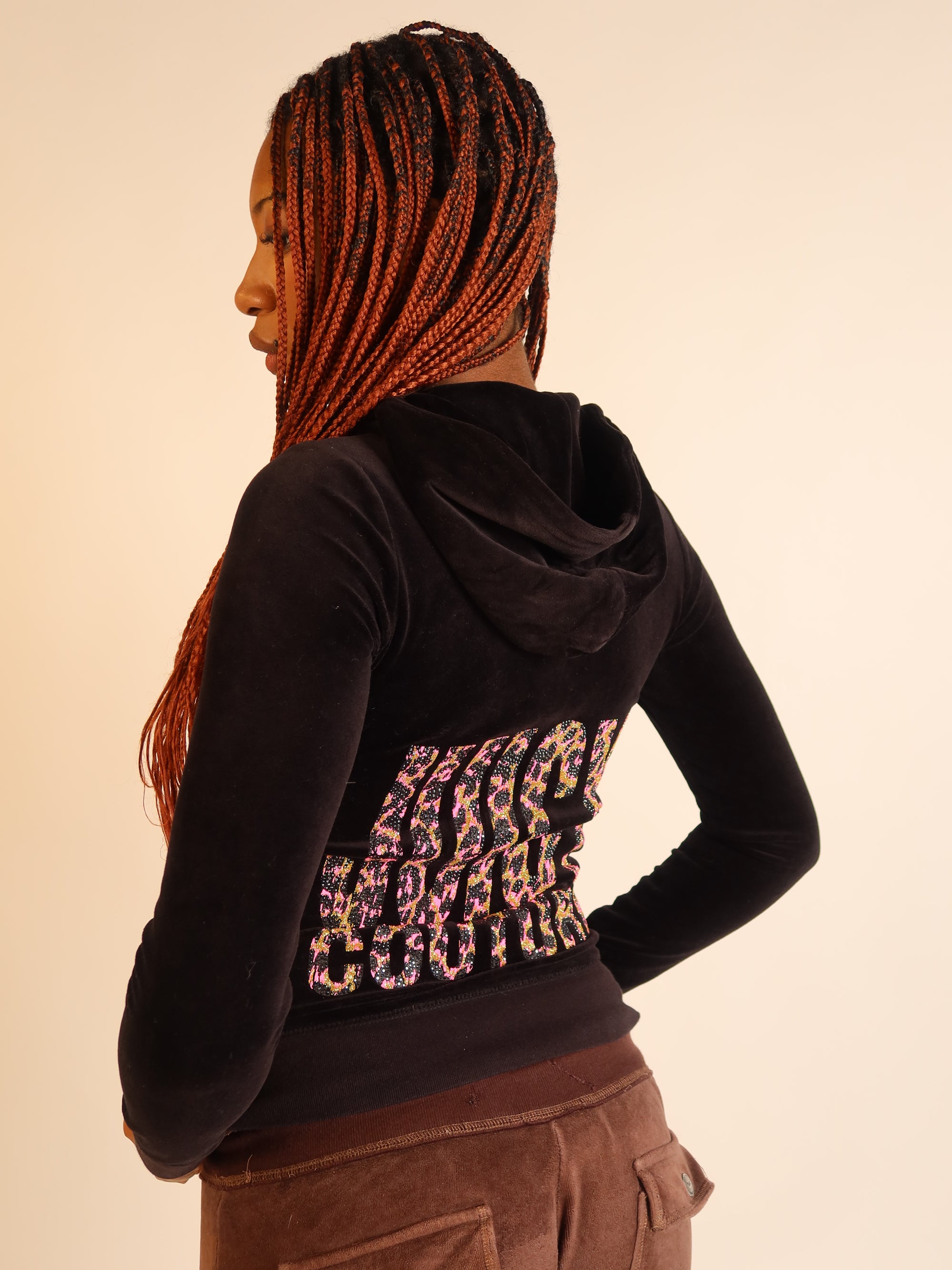 Juicy Couture Black Velour Zip Hoodie