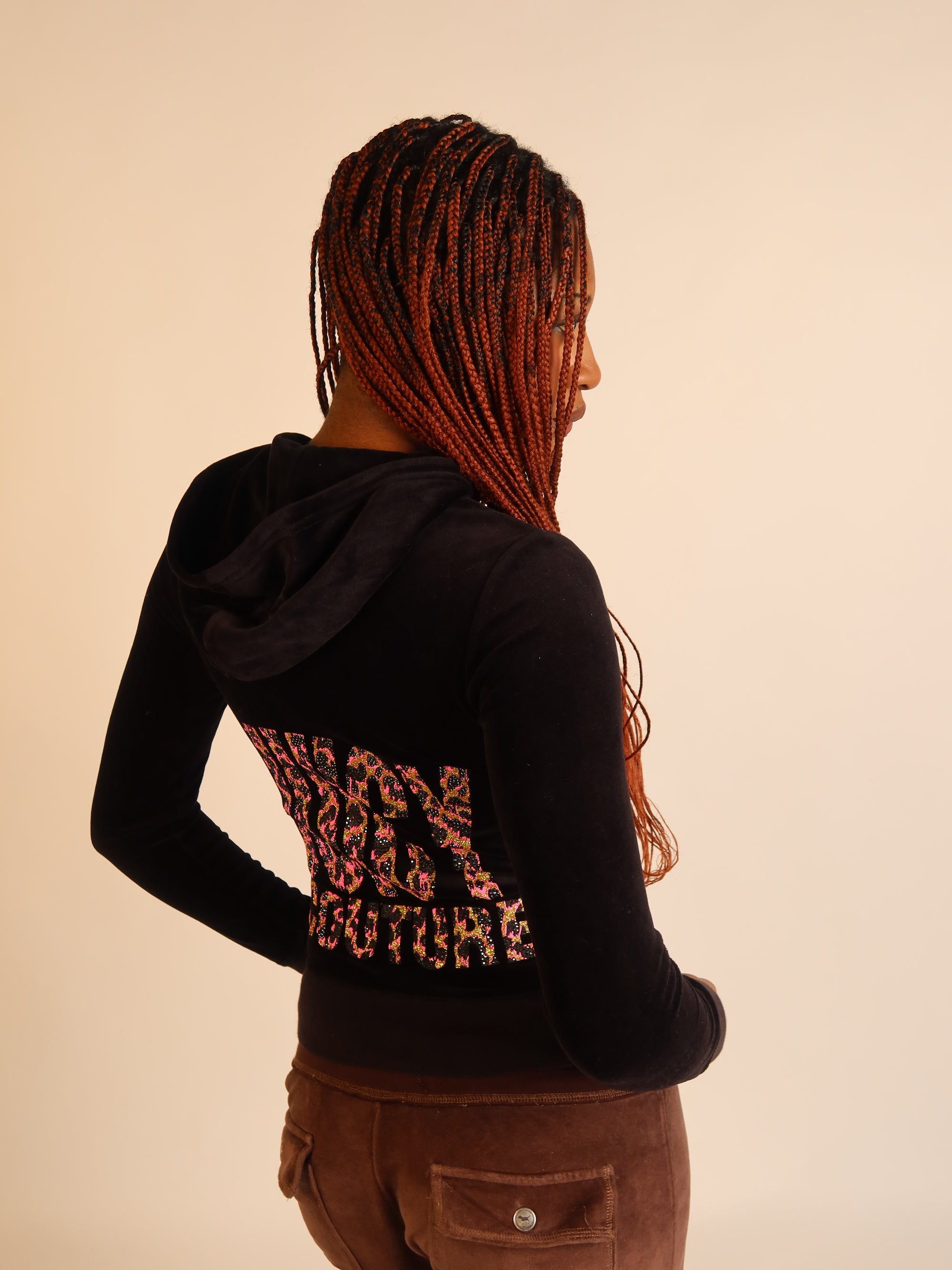 Juicy Couture Black Velour Zip Hoodie