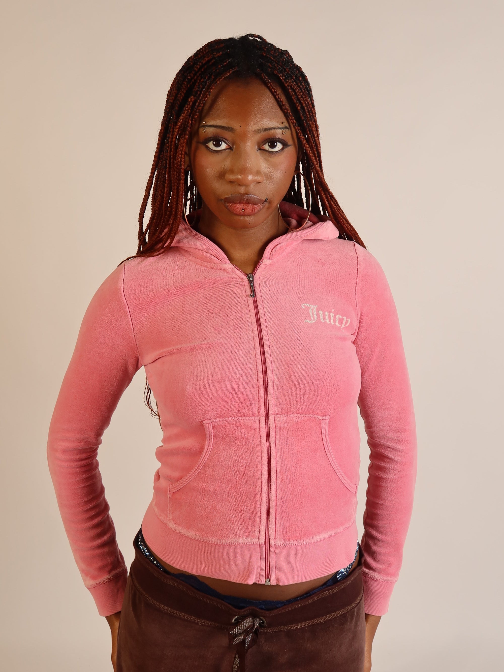 Juicy Couture Pink Velour Zip Hoodie XS/S