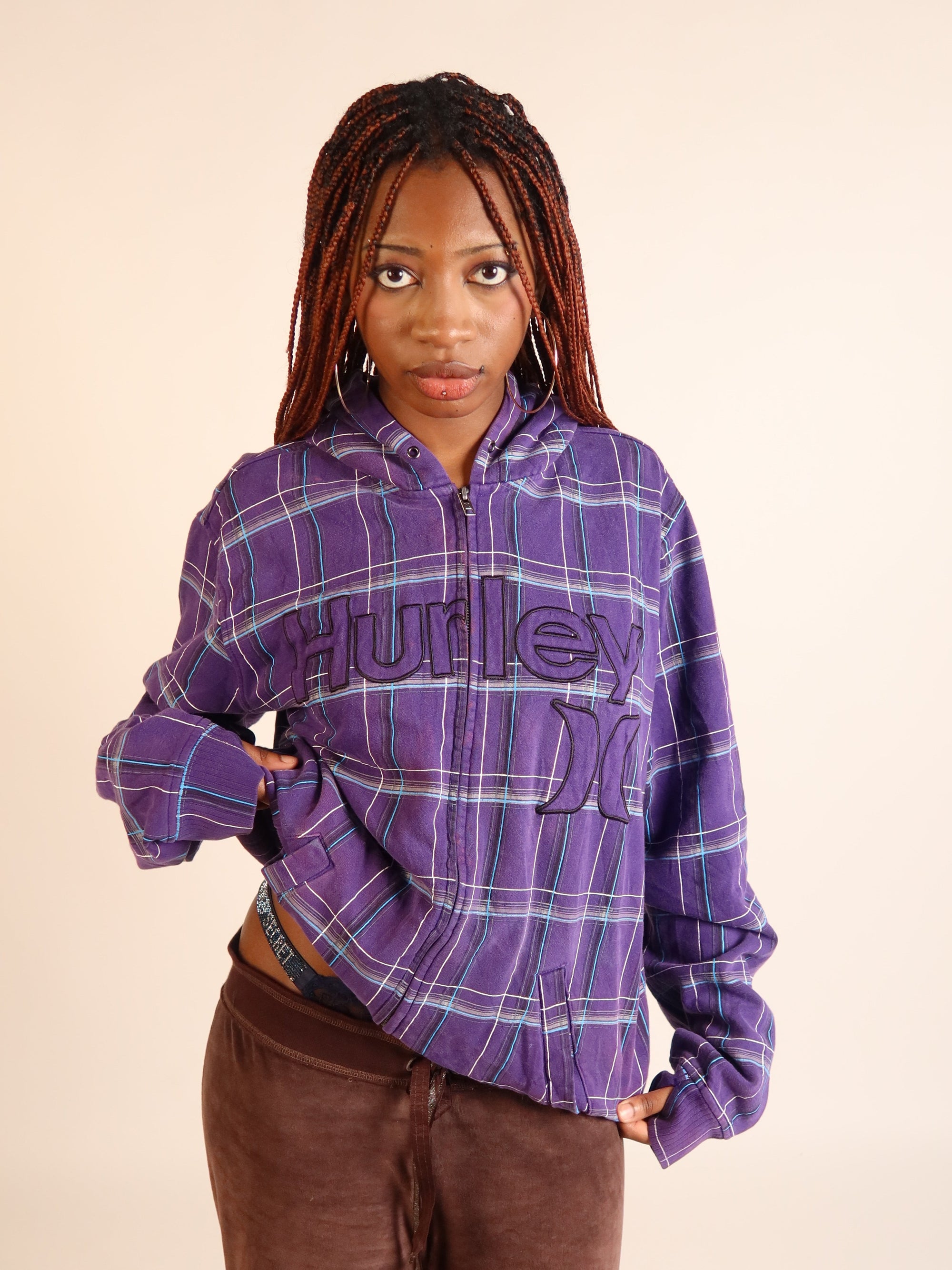 Hurley Purple Plaid Jacket XXXL