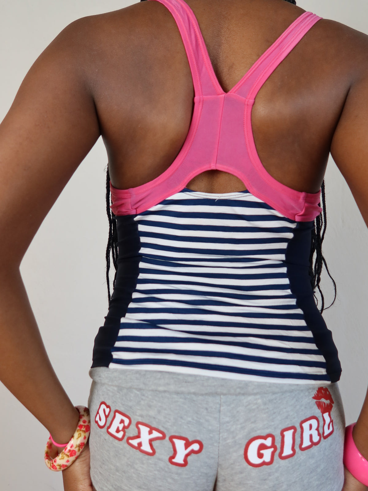 Adidas Navy Striped Racer Tank S/M