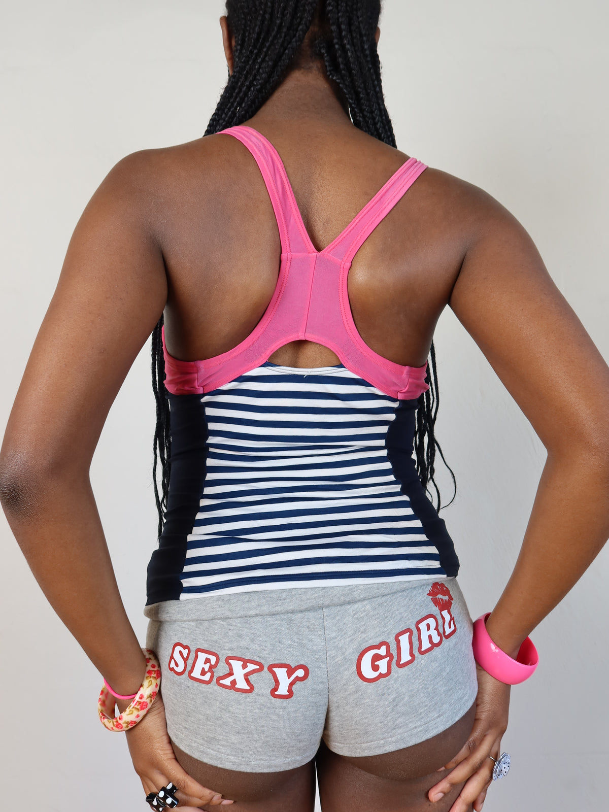 Adidas Navy Striped Racer Tank S/M