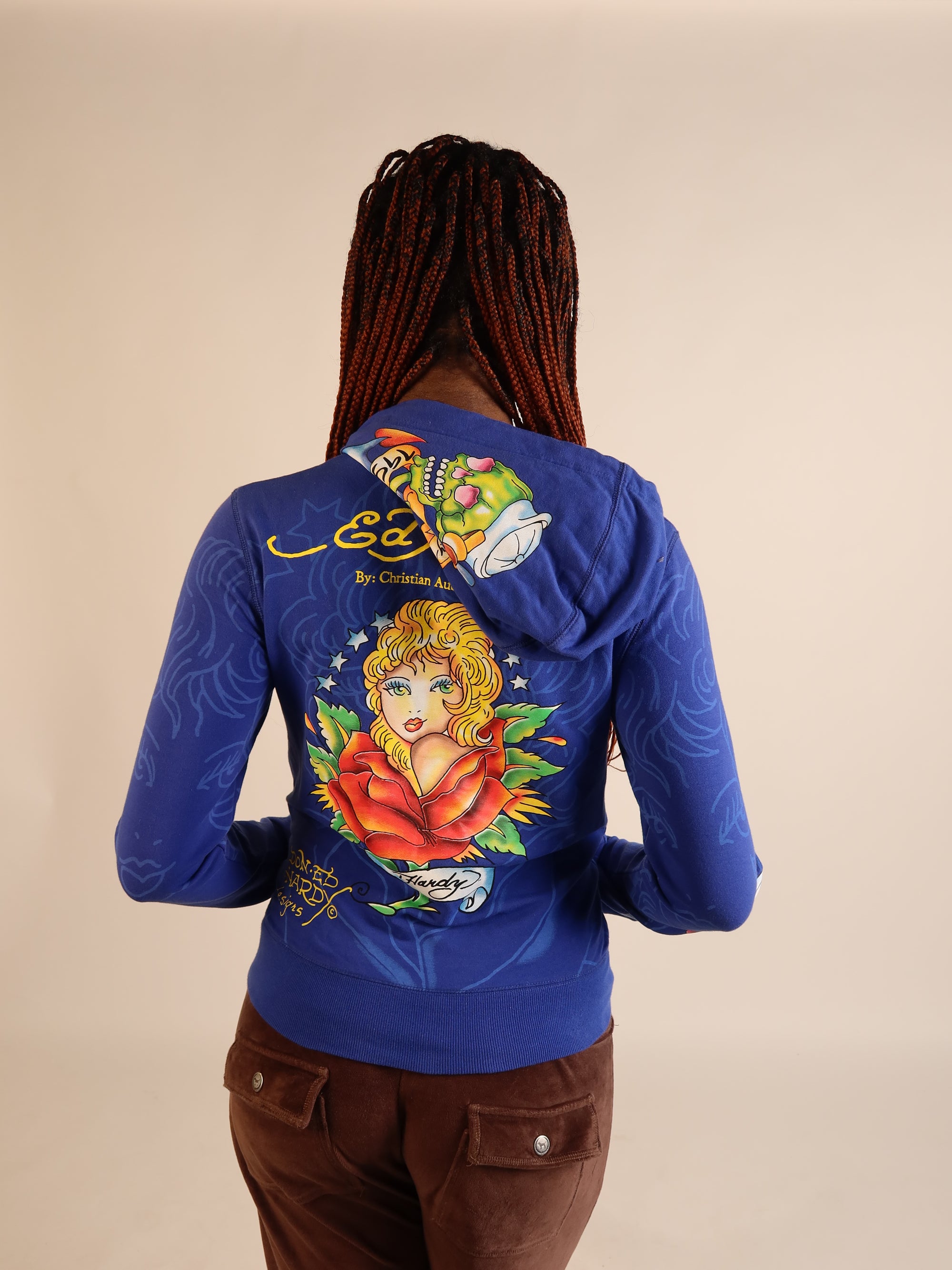 Ed Hardy Blue Dragon Zip Hoodie S/M