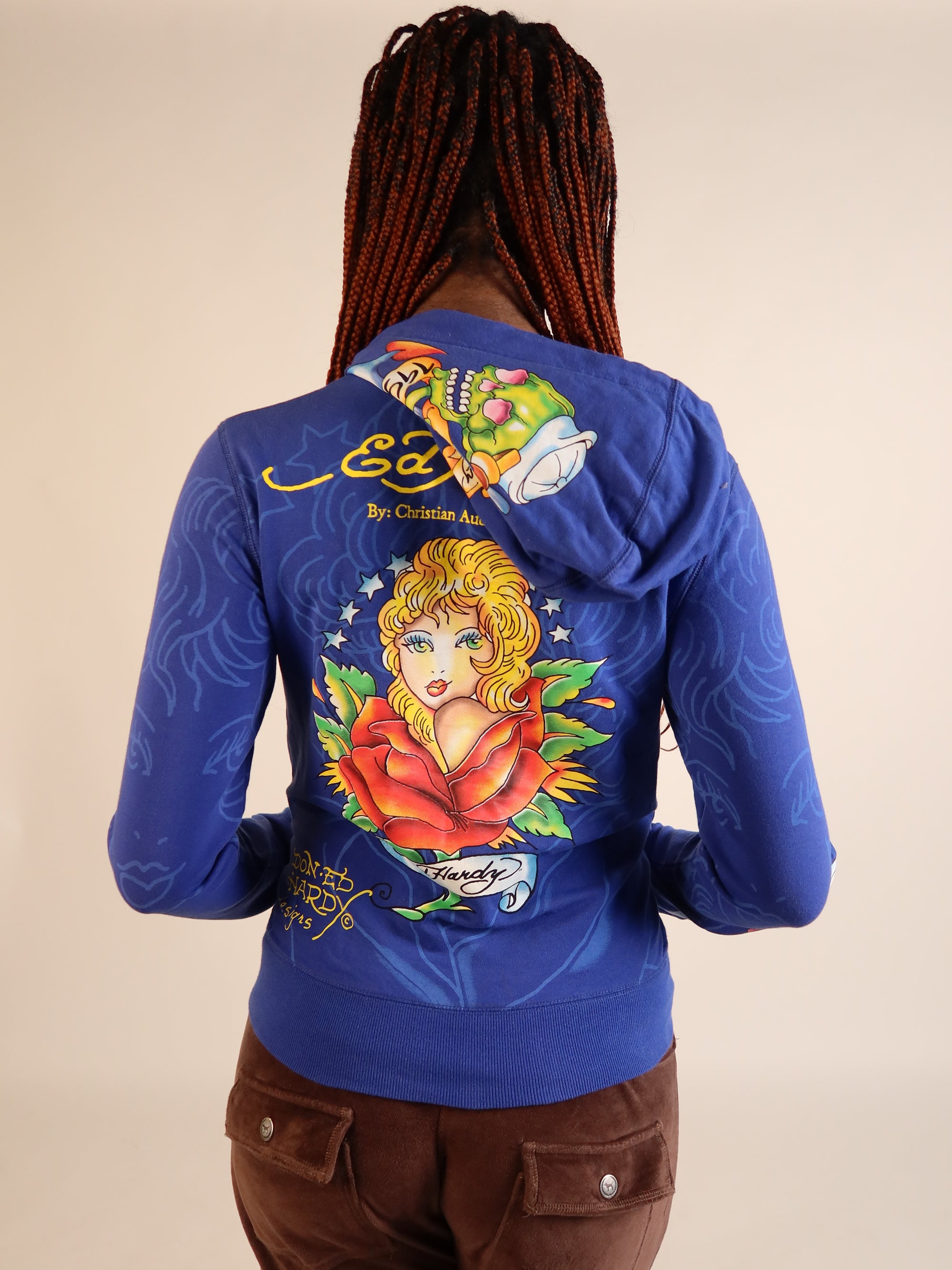Ed Hardy Blue Dragon Zip Hoodie S/M