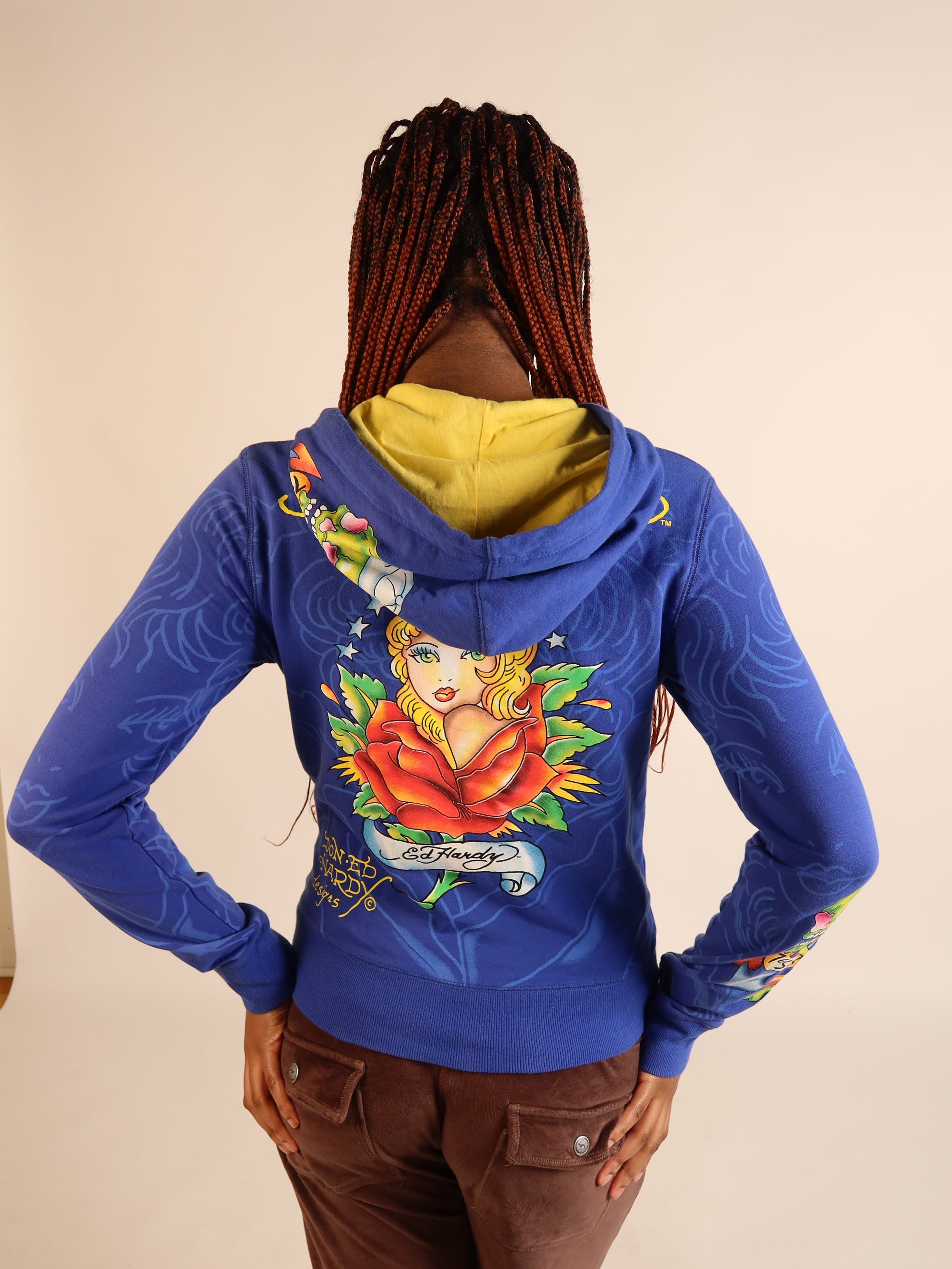 Ed Hardy Blue Dragon Zip Hoodie S/M
