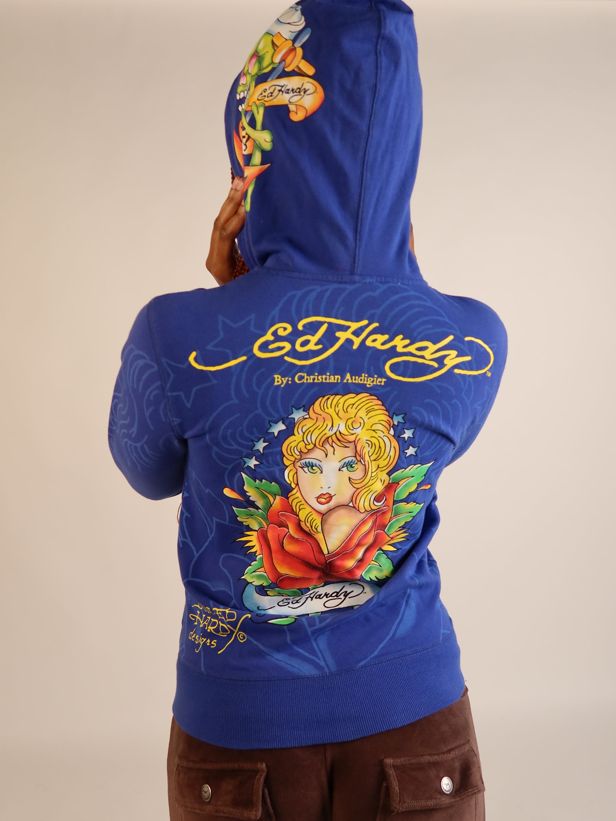 Ed Hardy Blue Dragon Zip Hoodie S/M