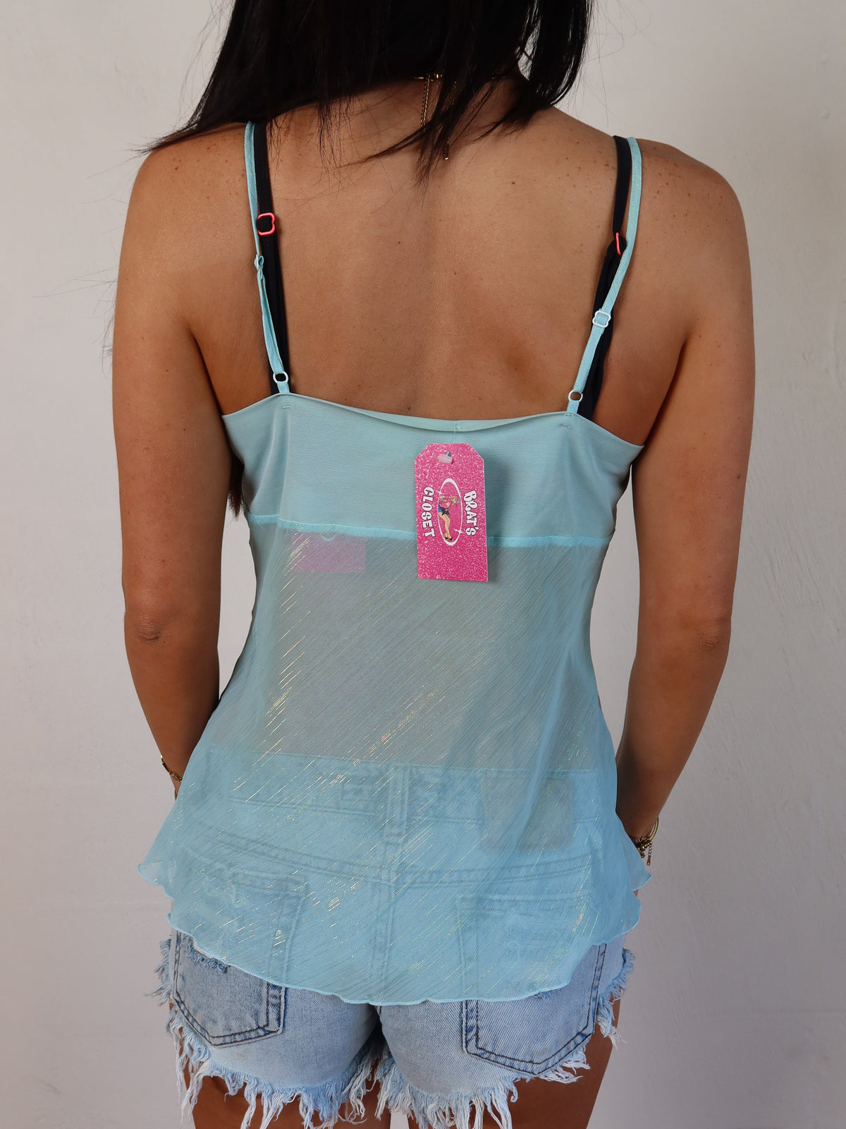 Blue Iridescent Floral Babydoll Cami S/M