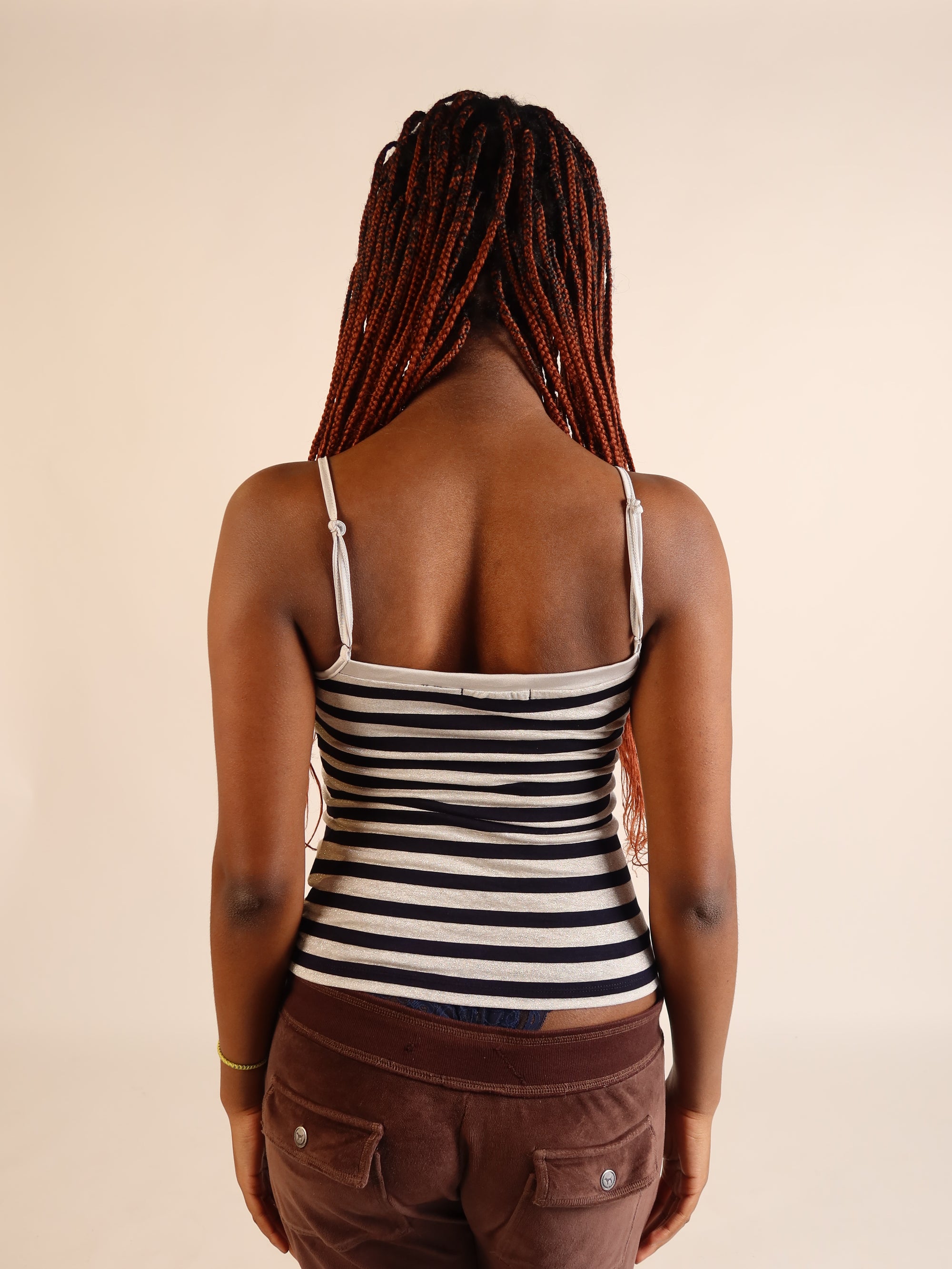 Y2K Black & Silver Stripe Top S/M