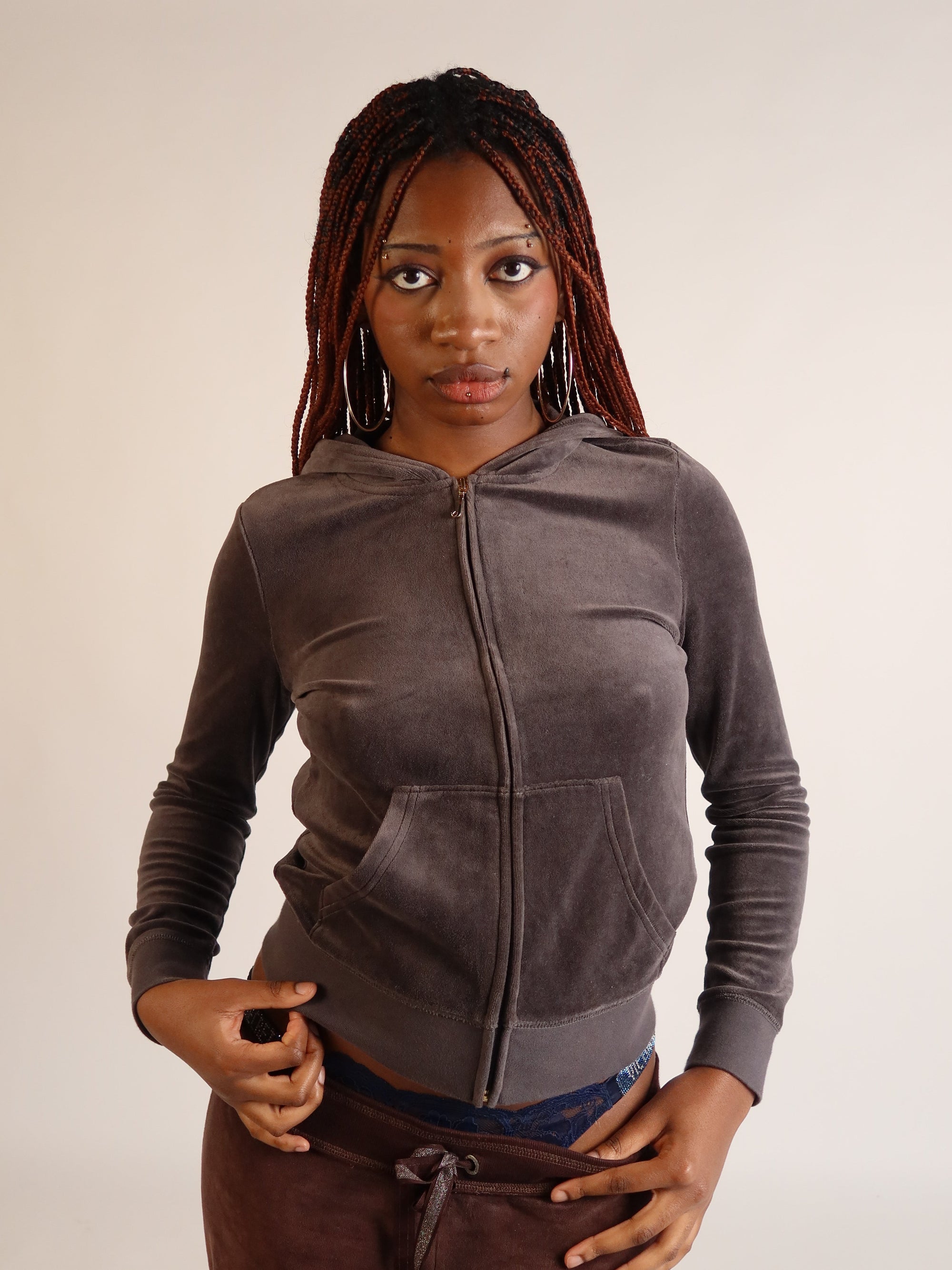 Juicy Couture Grey Velour Zip Hoodie S/M