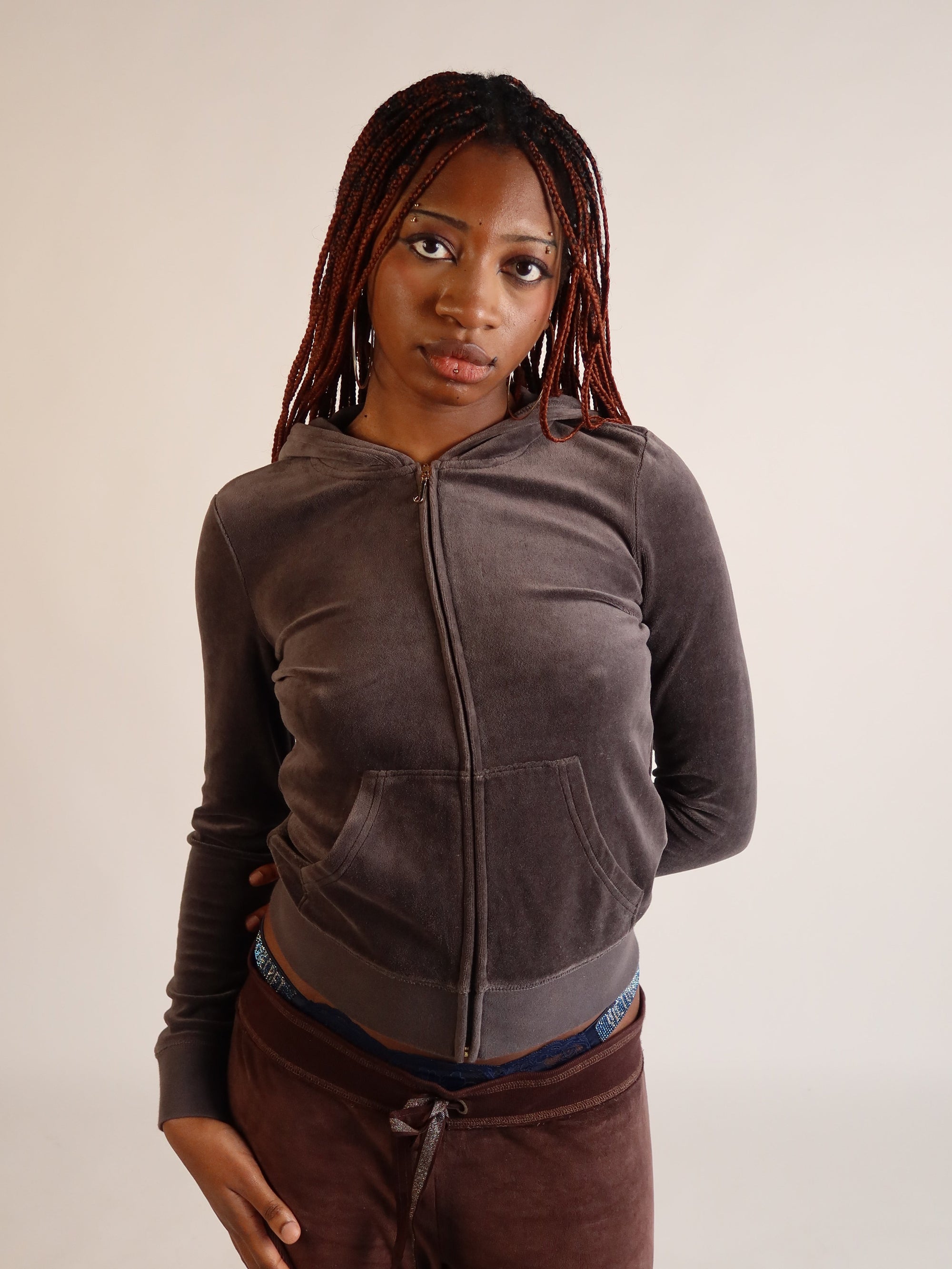 Juicy Couture Grey Velour Zip Hoodie S/M